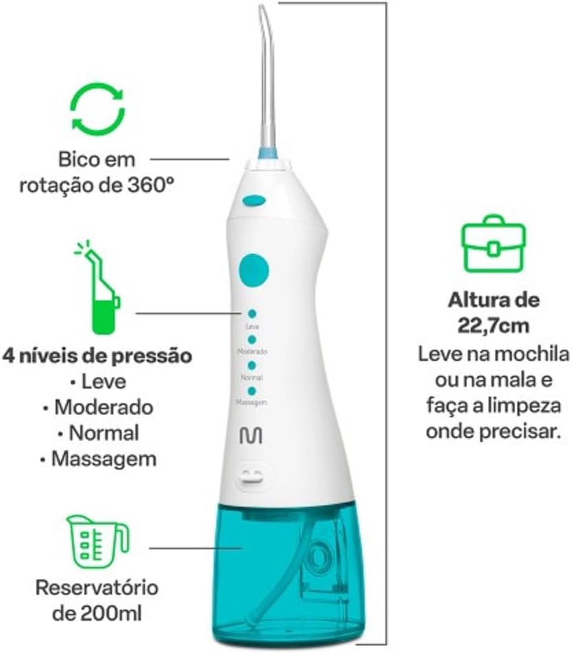Irrigador Oral Clearpik Portable 200ml Recarregável Multi Saúde - HC036: imagem principal