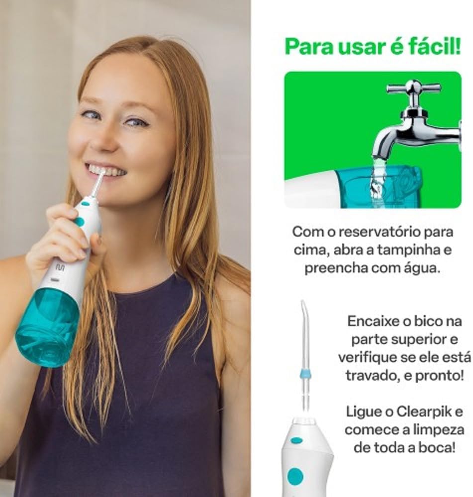 Irrigador Oral Clearpik Portable 200ml Recarregável Multi Saúde - HC036: imagem adicional
