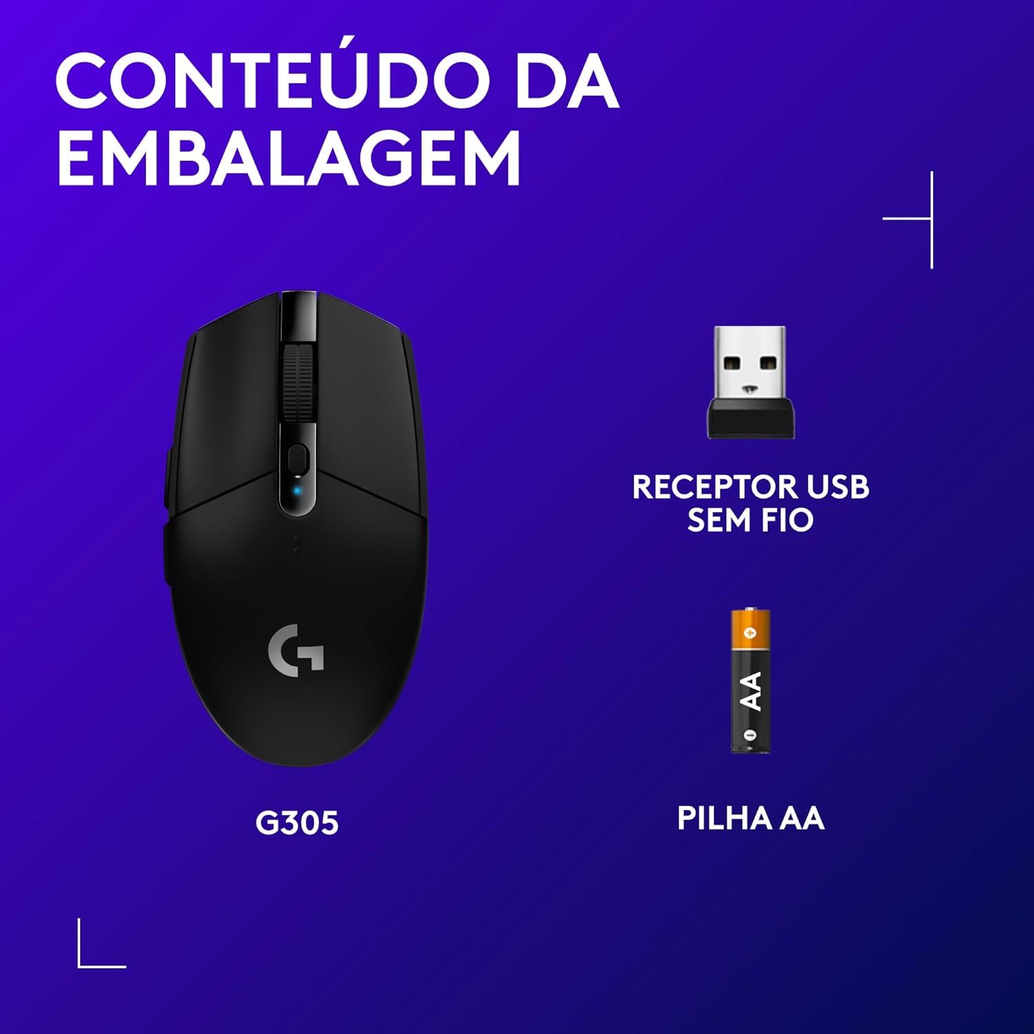 Mouse Gamer Sem Fio Logitech G305 LIGHTSPEED com 6 Botões Programáveis e Até 12.000 DPI - Preto: imagem adicional