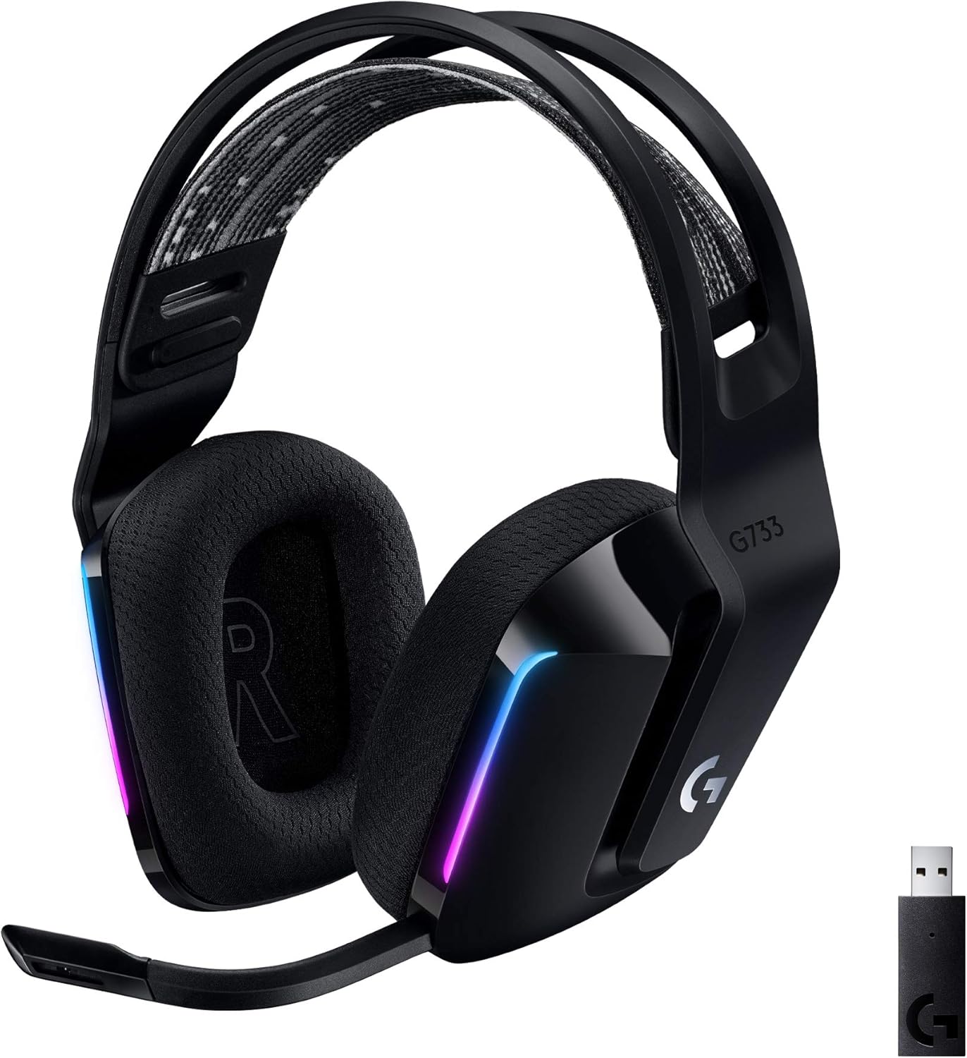 Headset Gamer Sem Fio Logitech G733 7.1 Dolby Surround com Tecnologia Blue VO!CE, RGB LIGHTSYNC, Drivers de Áudio Avançados e Bateria Recarregável para PC e PlayStation - Preto: imagem adicional