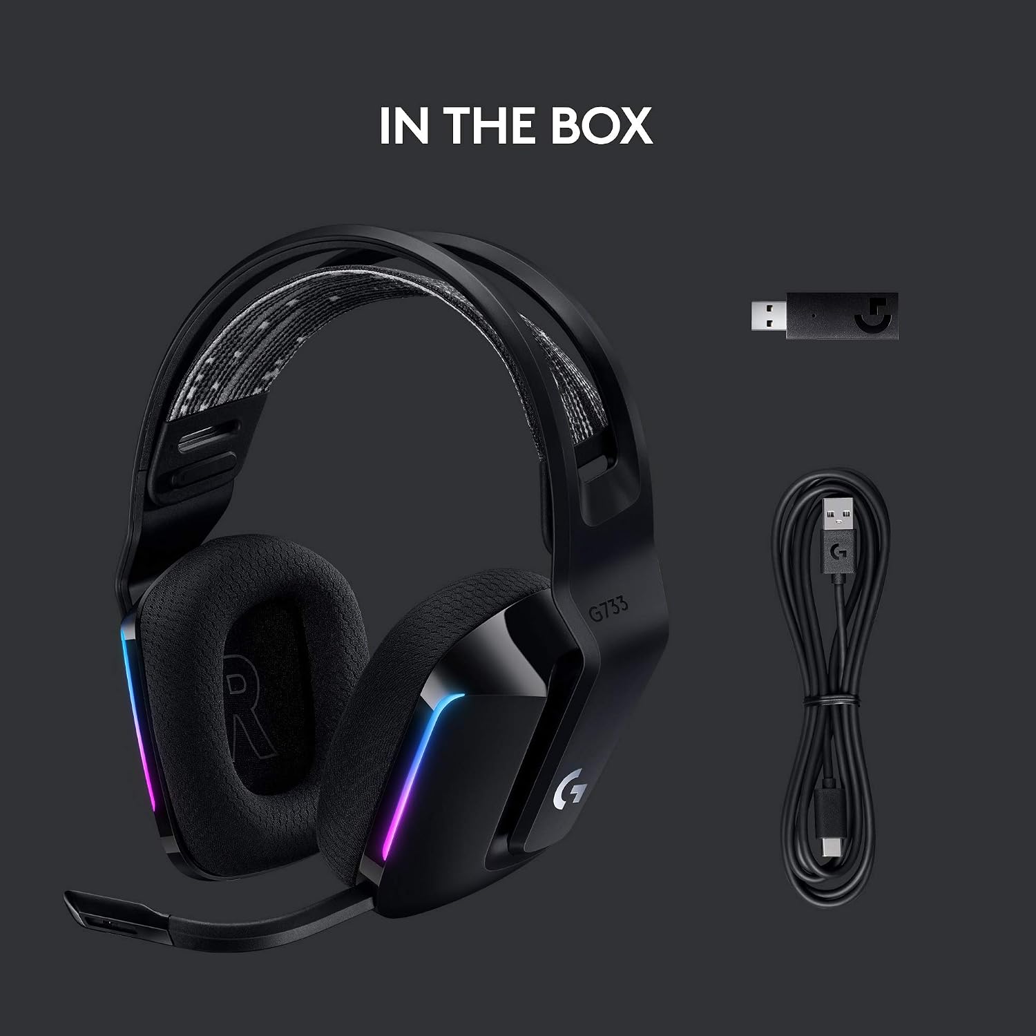 Headset Gamer Sem Fio Logitech G733 7.1 Dolby Surround com Tecnologia Blue VO!CE, RGB LIGHTSYNC, Drivers de Áudio Avançados e Bateria Recarregável para PC e PlayStation - Preto: imagem adicional