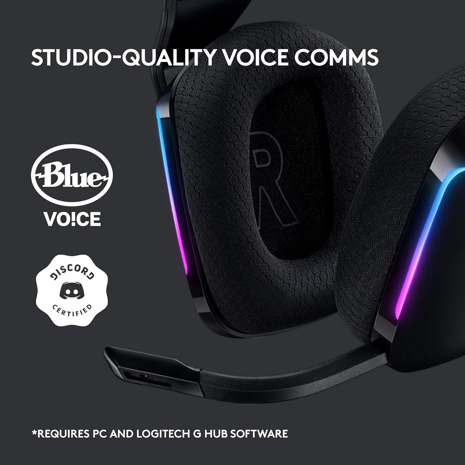 Headset Gamer Sem Fio Logitech G733 7.1 Dolby Surround com Tecnologia Blue VO!CE, RGB LIGHTSYNC, Drivers de Áudio Avançados e Bateria Recarregável para PC e PlayStation - Preto: imagem adicional