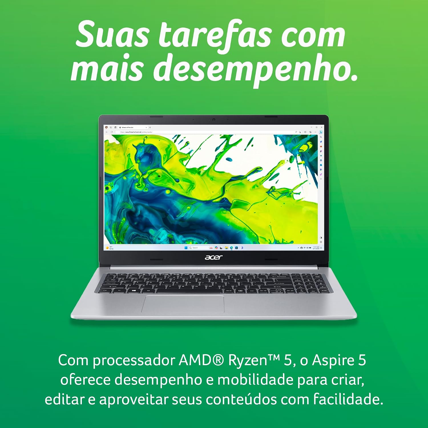 Acer Aspire 5 Notebook 15.6" AMD Ryzen 5 512GB SSD 16GB: imagem adicional