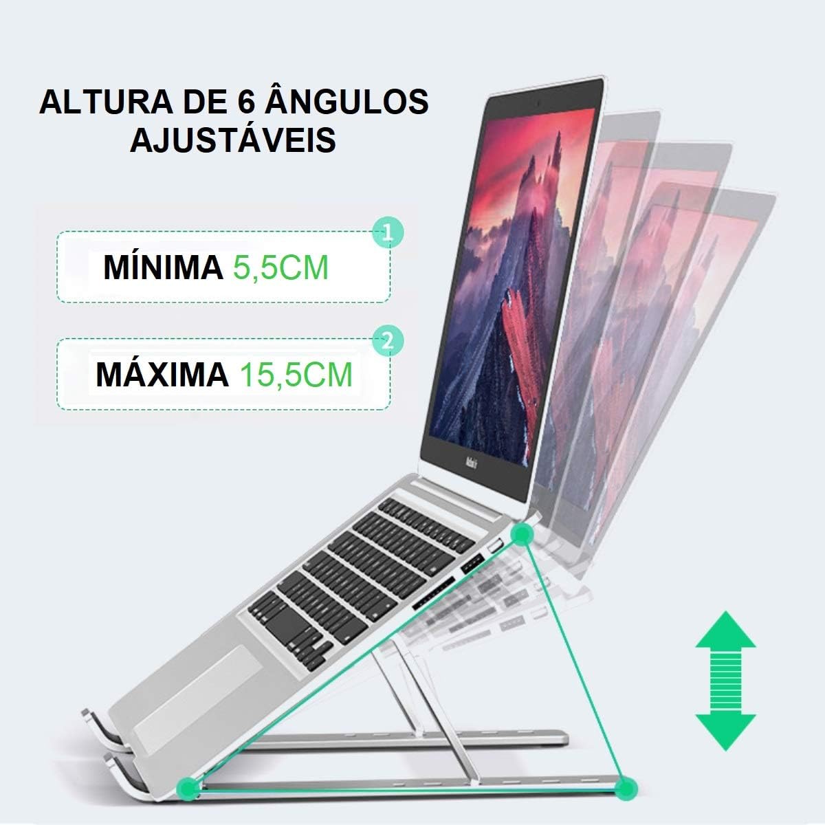 Suporte Para Notebook E MacBook em Alumínio com Altura Ajustável: imagem principal