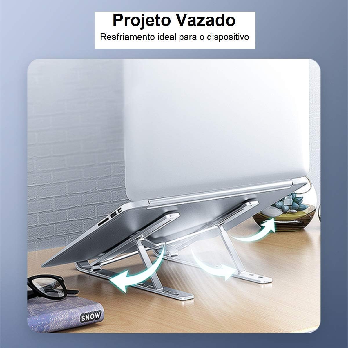 Suporte Para Notebook E MacBook em Alumínio com Altura Ajustável: imagem adicional