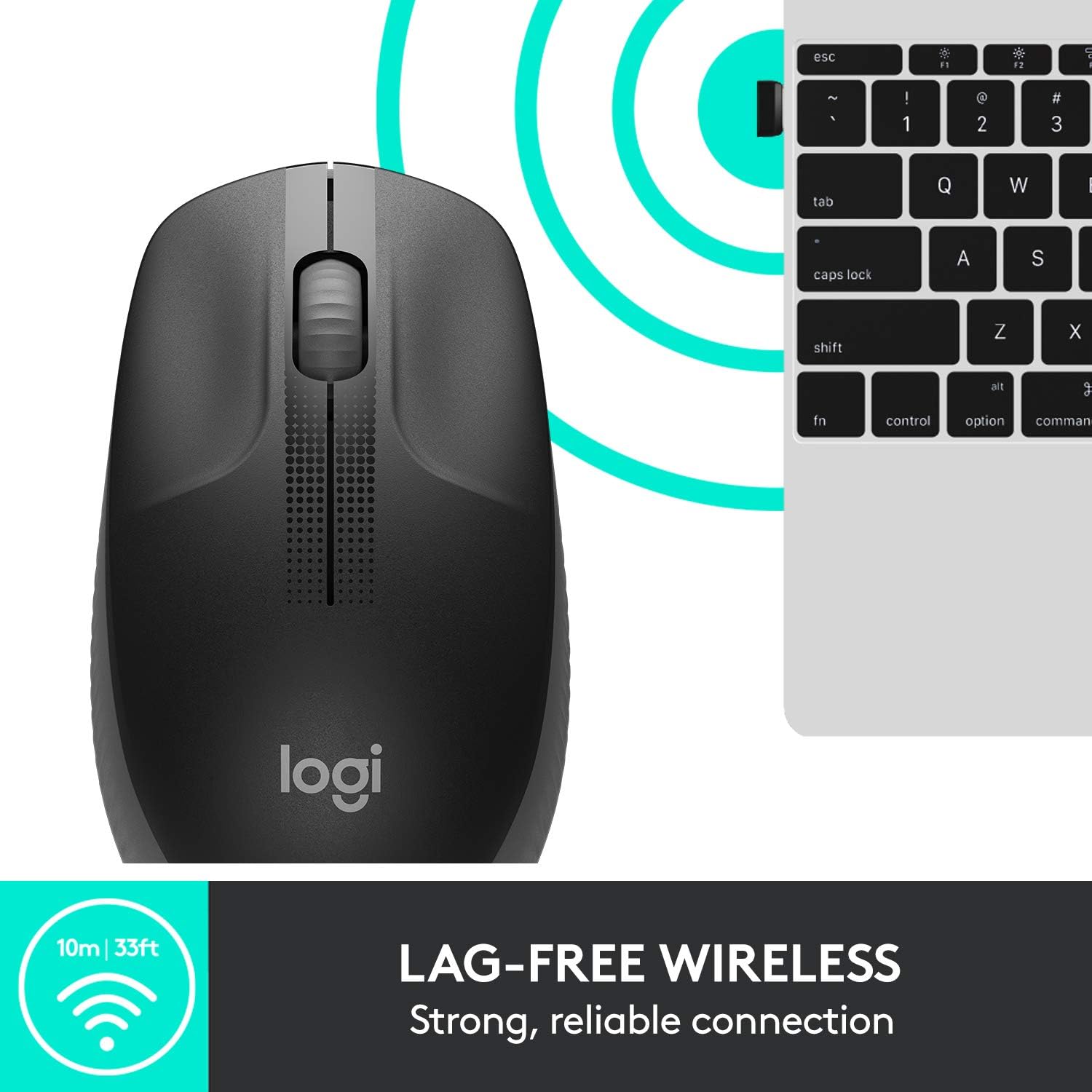 Mouse sem fio Logitech M190 com Design Ambidestro de Tamanho Padrão, Conexão USB e Pilha Inclusa - Cinza: imagem adicional