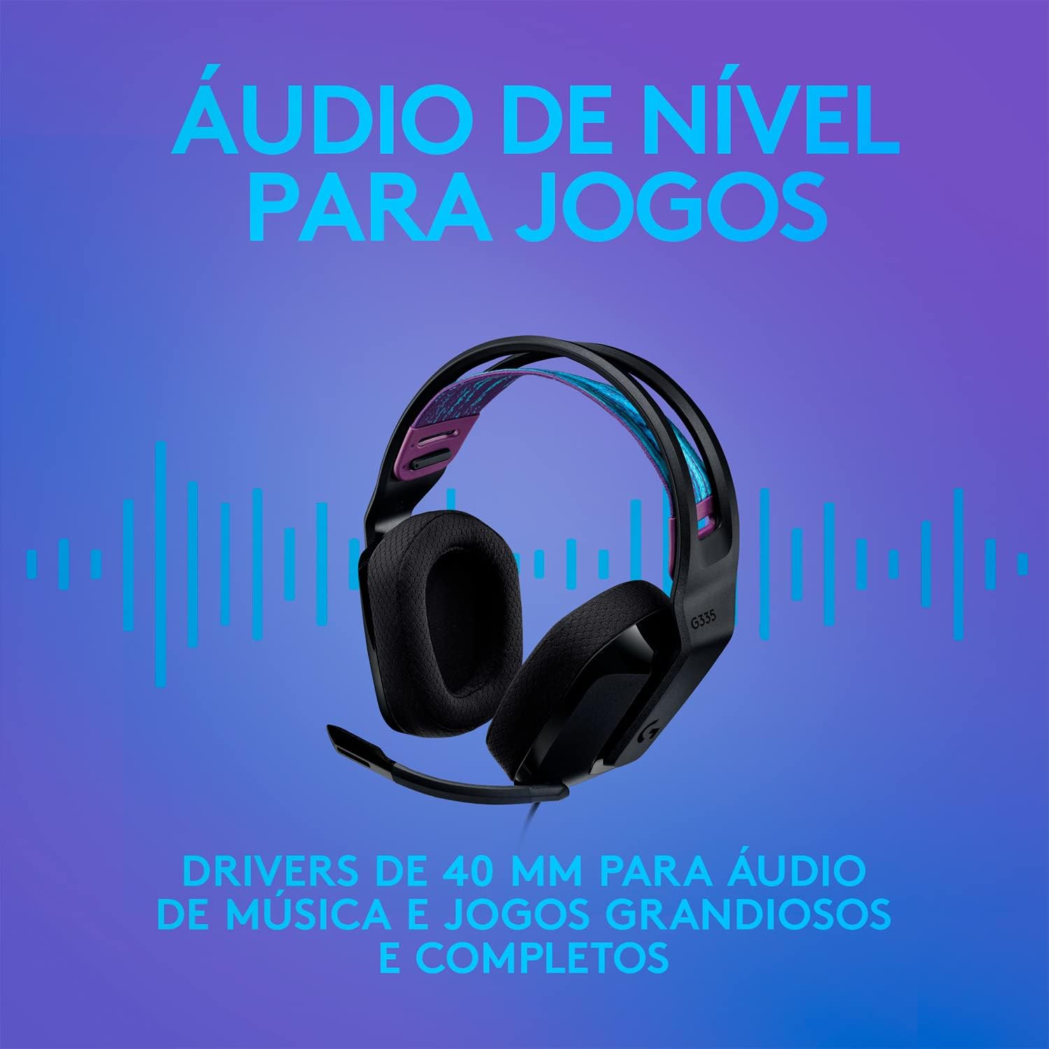 Headset Gamer Logitech G335 com Almofadas com Espuma de Memória, Design Leve e Conexão 3,5mm para PC, PlayStation, Xbox, Nintendo Switch e Mobile - Preto: imagem adicional