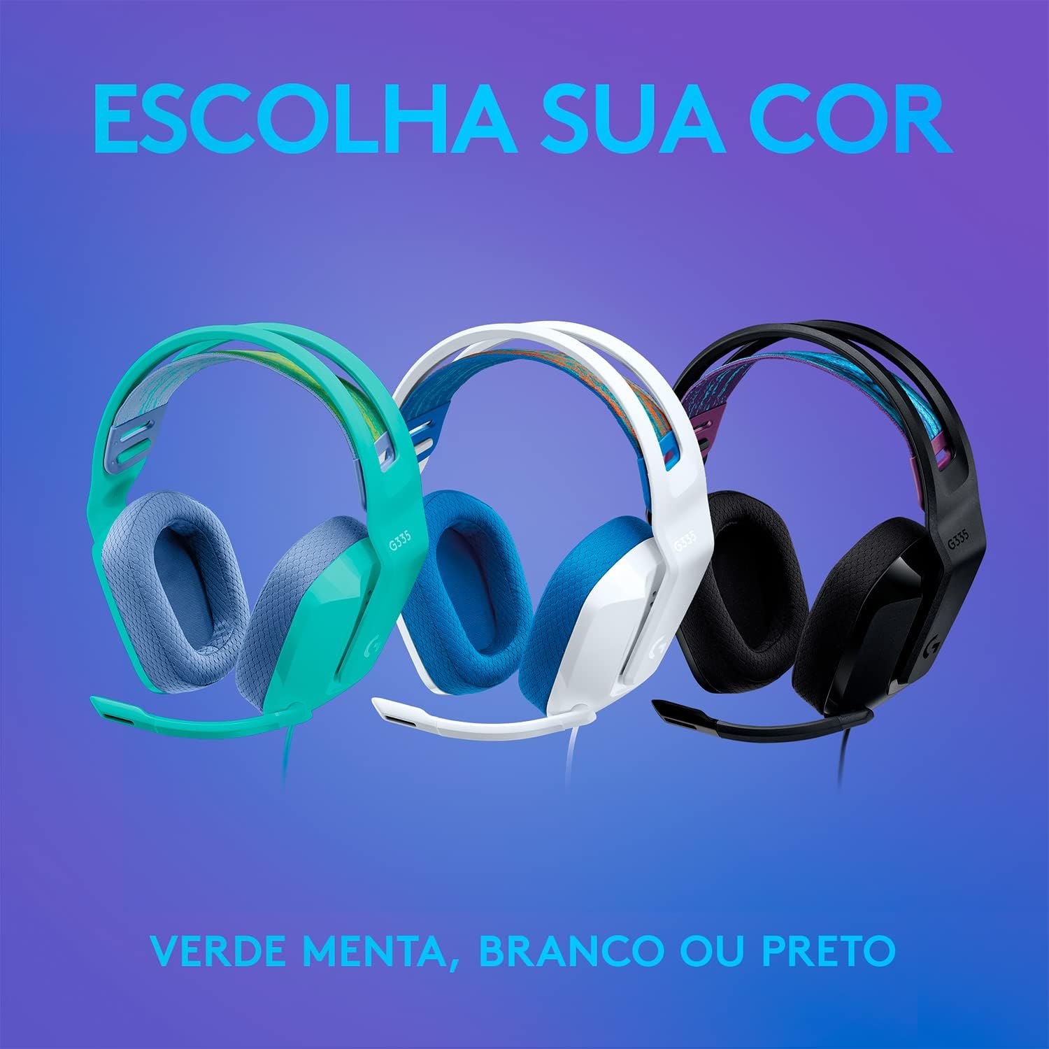 Headset Gamer Logitech G335 com Almofadas com Espuma de Memória, Design Leve e Conexão 3,5mm para PC, PlayStation, Xbox, Nintendo Switch e Mobile - Preto: imagem adicional