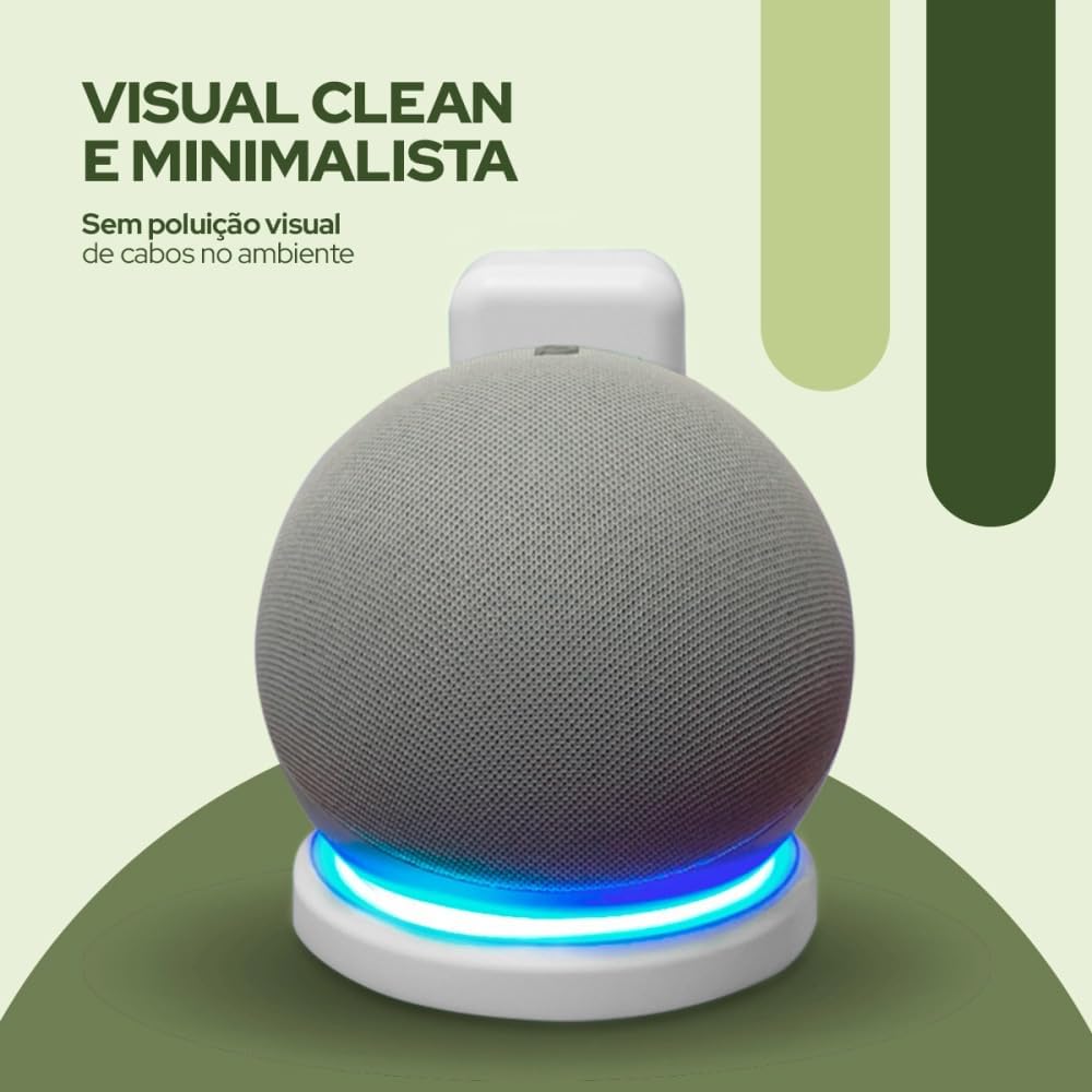 WB Suporte de tomada para Smart Speaker Alexa Echo Dot Amazon 5 e 4 Geração Branco: imagem adicional