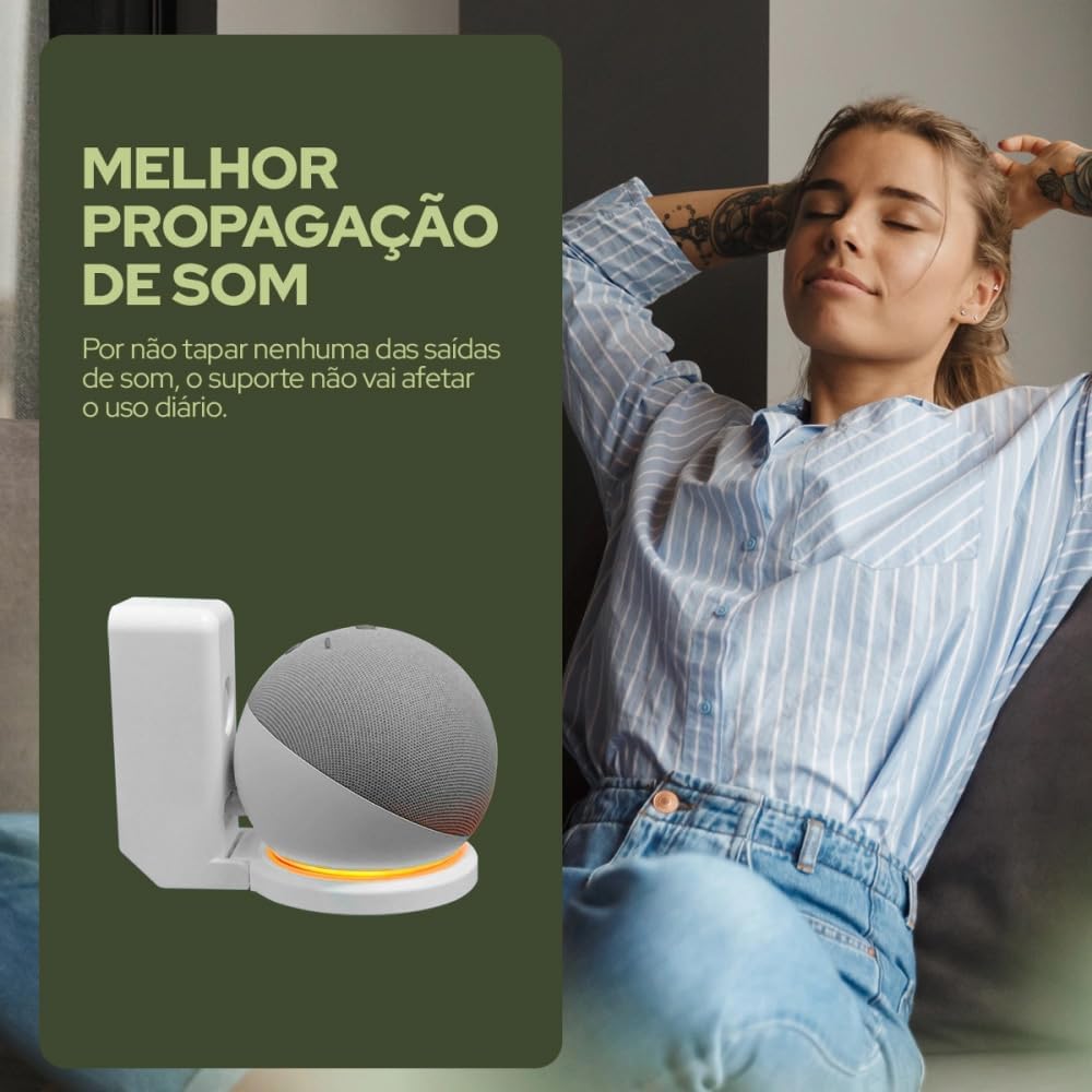 WB Suporte de tomada para Smart Speaker Alexa Echo Dot Amazon 5 e 4 Geração Branco: imagem adicional