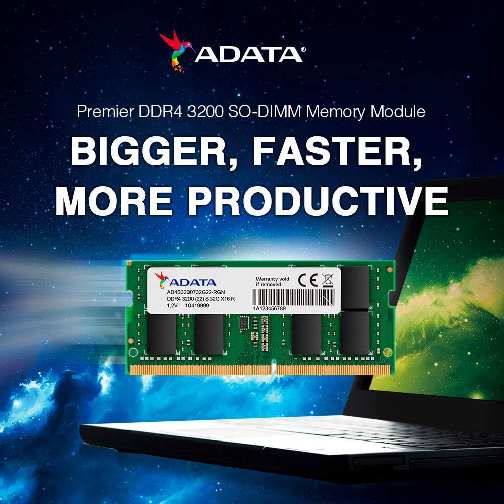 Adata Memória p/ Notebook DDR4 16GB 3200MHz SO-DIMM Preto - AD4S320016G22-SGN: imagem adicional