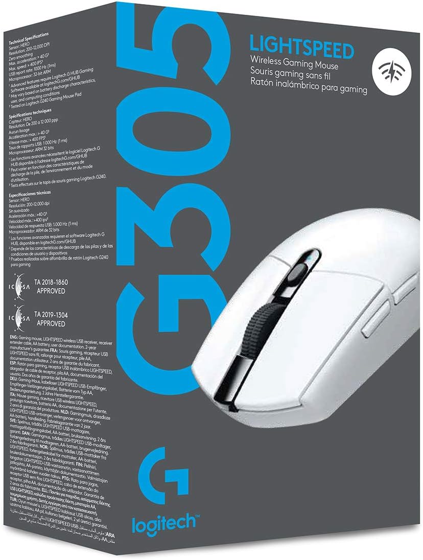 Mouse Gamer Sem Fio Logitech G305 LIGHTSPEED com 6 Botões Programáveis e Até 12.000 DPI - Branco: imagem adicional
