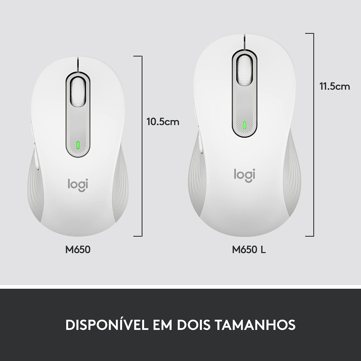 Mouse Sem Fio Logitech Signature M650 L com Design de Tamanho Padrão, Clique Silencioso, Botões Laterais Personalizáveis, Conexão USB e Bluetooth - Branco: imagem adicional