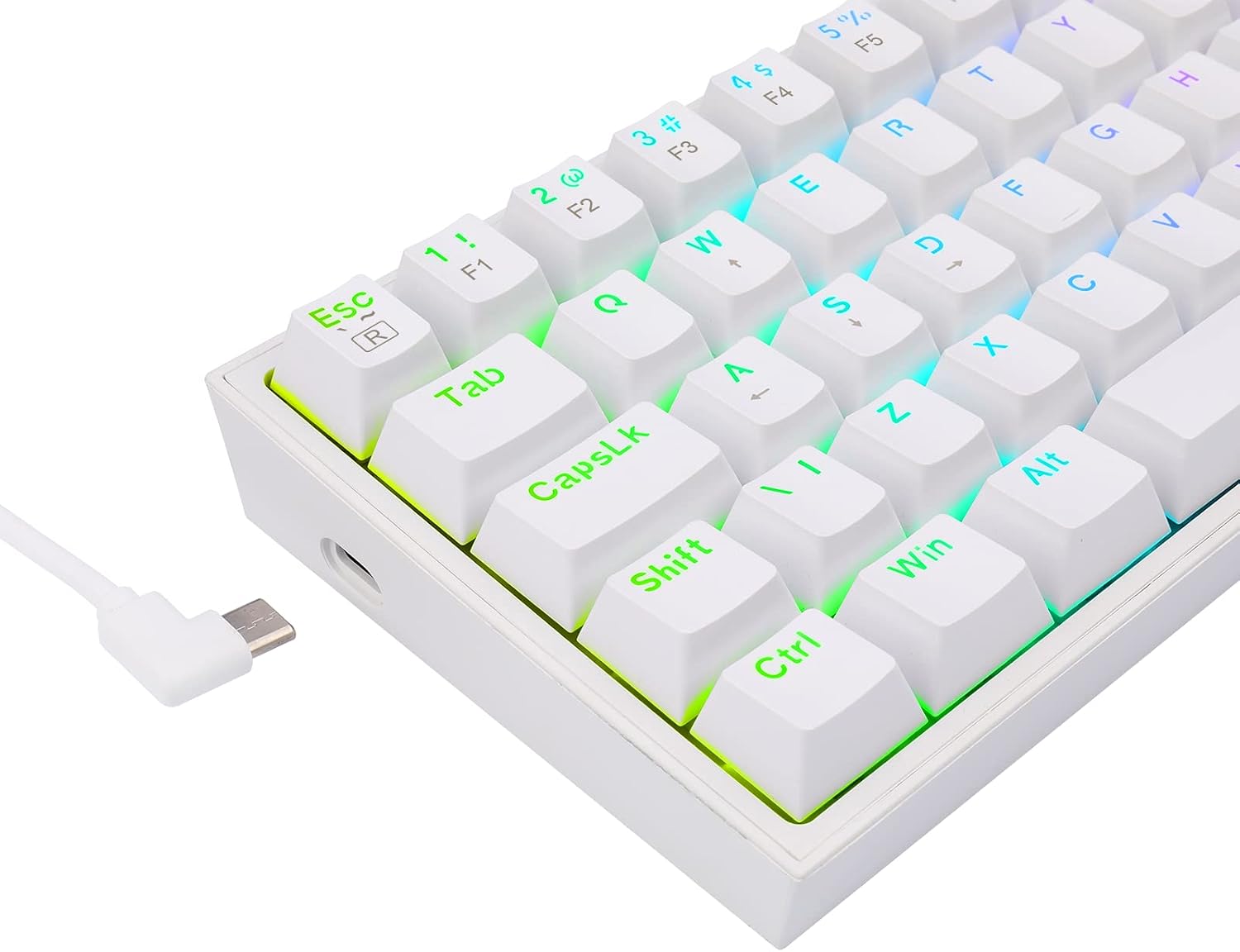 Teclado Mecânico Gamer Redragon Fizz 60% ABNT2 RGB Chroma Mk.II Switch Marrom Branco K617-RGB-W: imagem principal