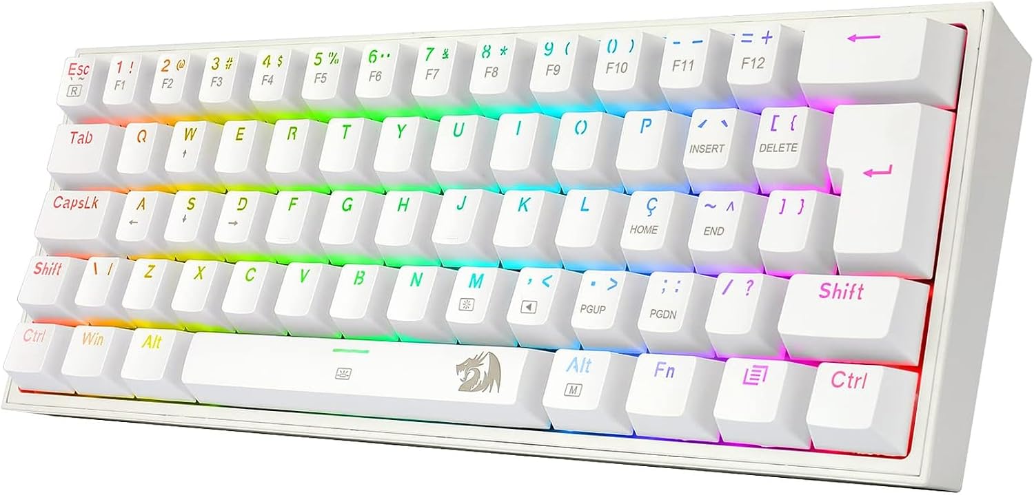 Teclado Mecânico Gamer Redragon Fizz 60% ABNT2 RGB Chroma Mk.II Switch Marrom Branco K617-RGB-W: imagem adicional