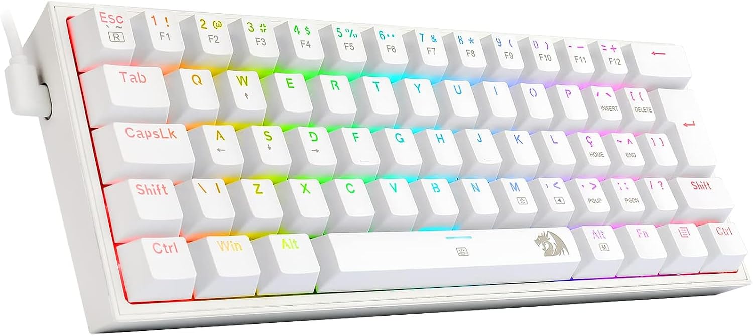 Teclado Mecânico Gamer Redragon Fizz 60% ABNT2 RGB Chroma Mk.II Switch Marrom Branco K617-RGB-W: imagem adicional