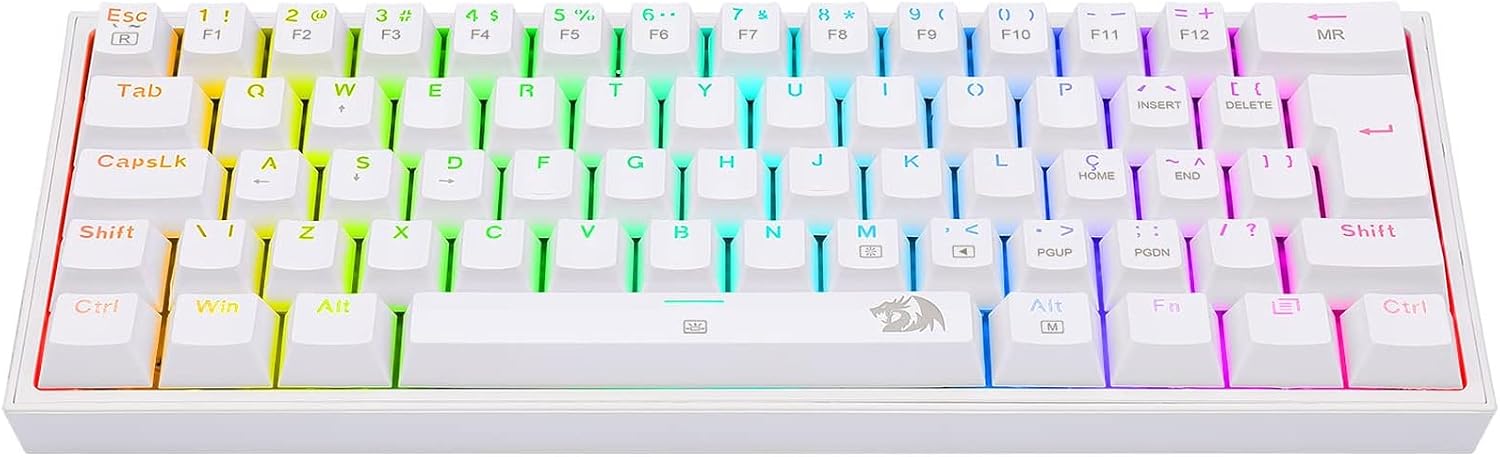 Teclado Mecânico Gamer Redragon Fizz 60% ABNT2 RGB Chroma Mk.II Switch Marrom Branco K617-RGB-W: imagem adicional