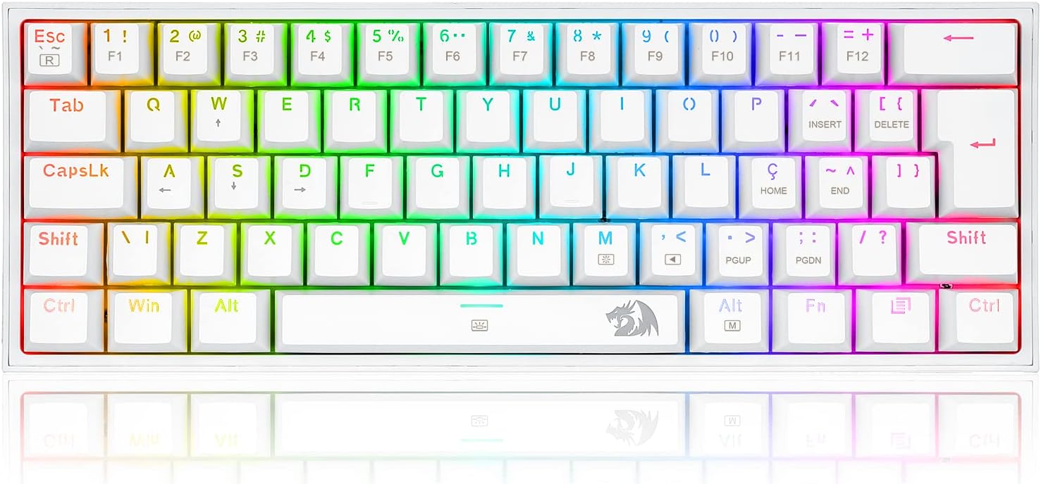 Teclado Mecânico Gamer Redragon Fizz 60% ABNT2 RGB Chroma Mk.II Switch Marrom Branco K617-RGB-W: imagem adicional