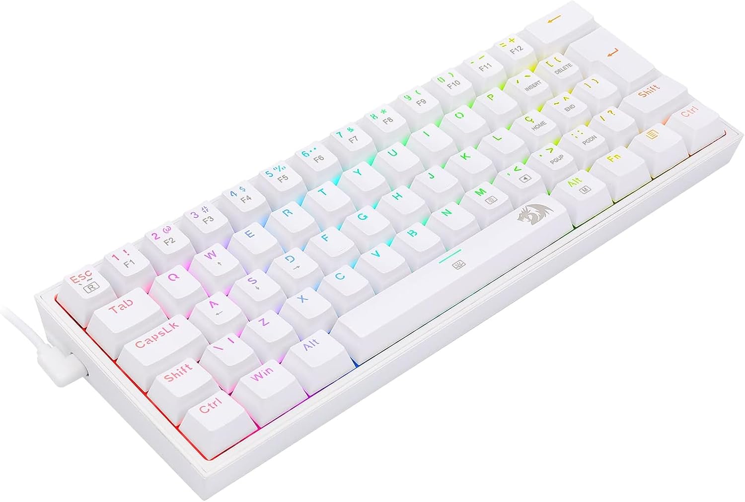 Teclado Mecânico Gamer Redragon Fizz 60% ABNT2 RGB Chroma Mk.II Switch Marrom Branco K617-RGB-W: imagem adicional