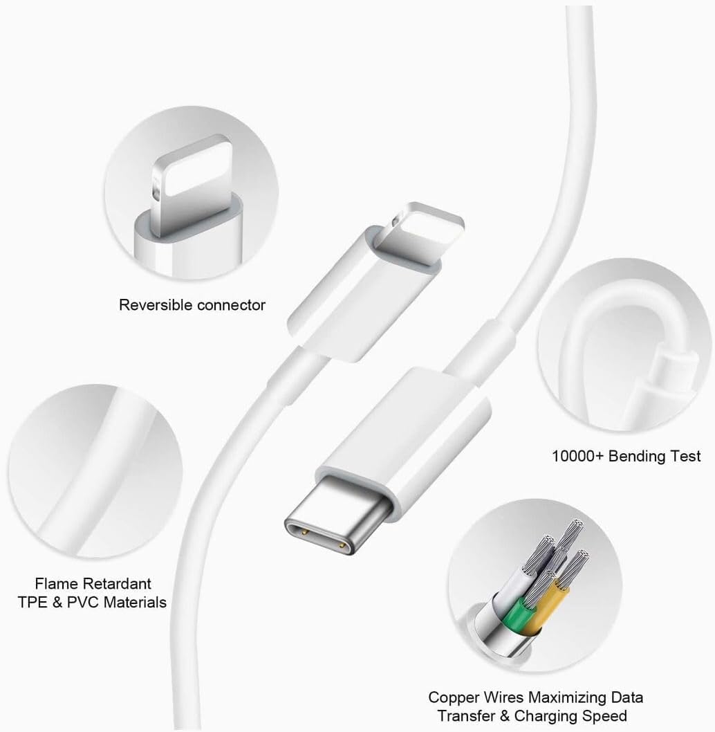 Cabo de carregador de iPhone Fast/Carga Rápida USB C Lightning Cabo Certificação MFi Tipo C Cabo de Carregamento para iPhone 13/13 Pro /12/12 Pro/Max/11/11Pro/XS/Max/XR/X/8/8Plus: imagem adicional