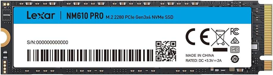 Lexar Disco SSD NM610 Pro 500Gb - NVMe PCIe 3.0 M.2 Tipo 2280 - Leitura até 3300 MB/s e Escrita até 1700Mb/: imagem adicional