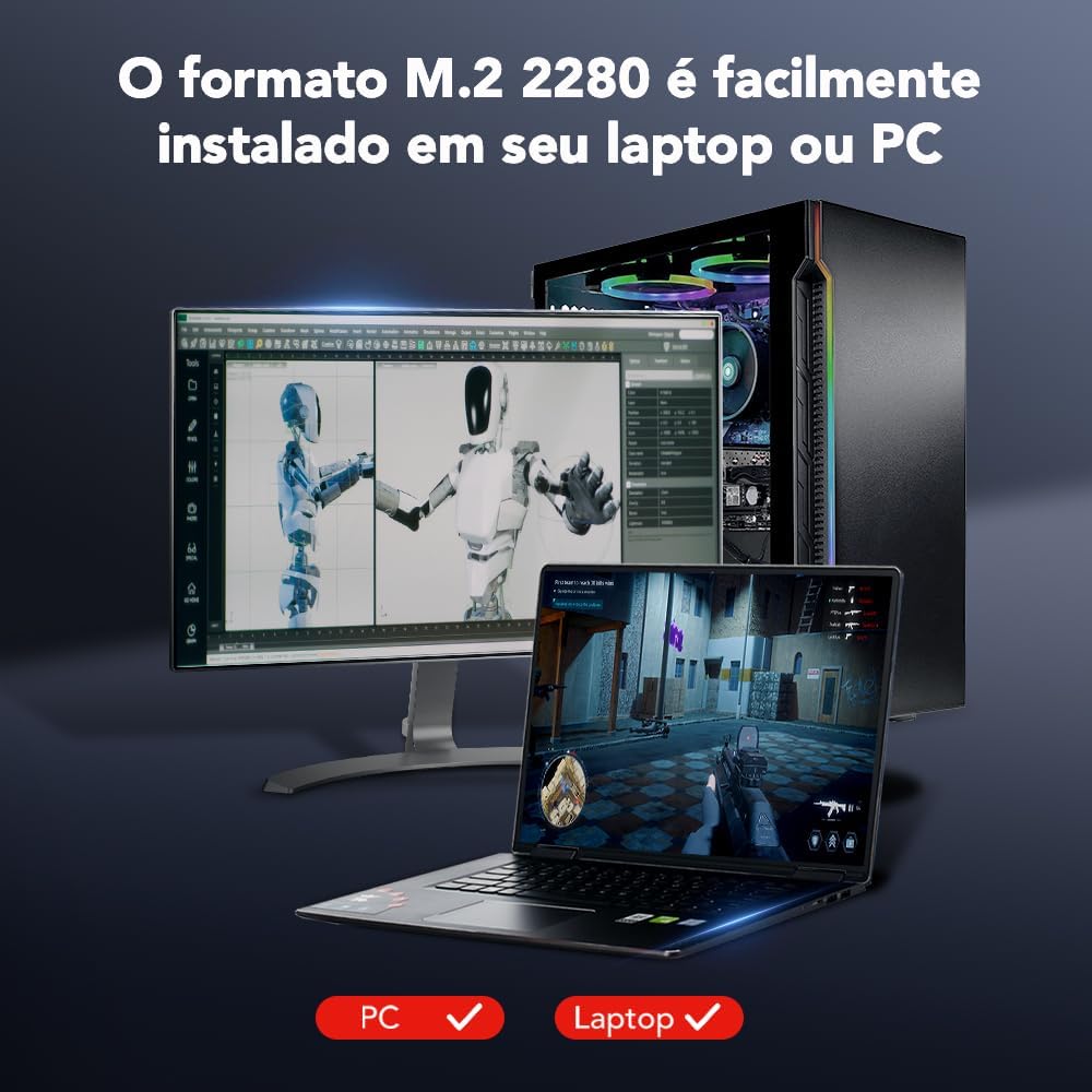 Lexar Disco SSD NM610 Pro 500Gb - NVMe PCIe 3.0 M.2 Tipo 2280 - Leitura até 3300 MB/s e Escrita até 1700Mb/: imagem adicional