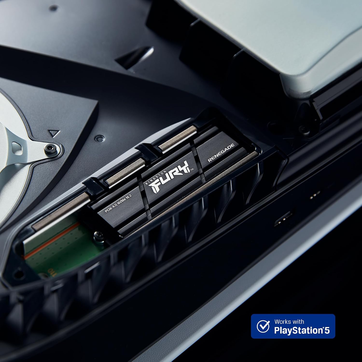 Kingston SSD interno para jogos Fury Renegade PCIe Gen 4.0 NVMe M.2 de 1 TB com dissipador de calor | Pronto para PS5 | Até 7300 MB/s | SFYRSK/1000G: imagem adicional