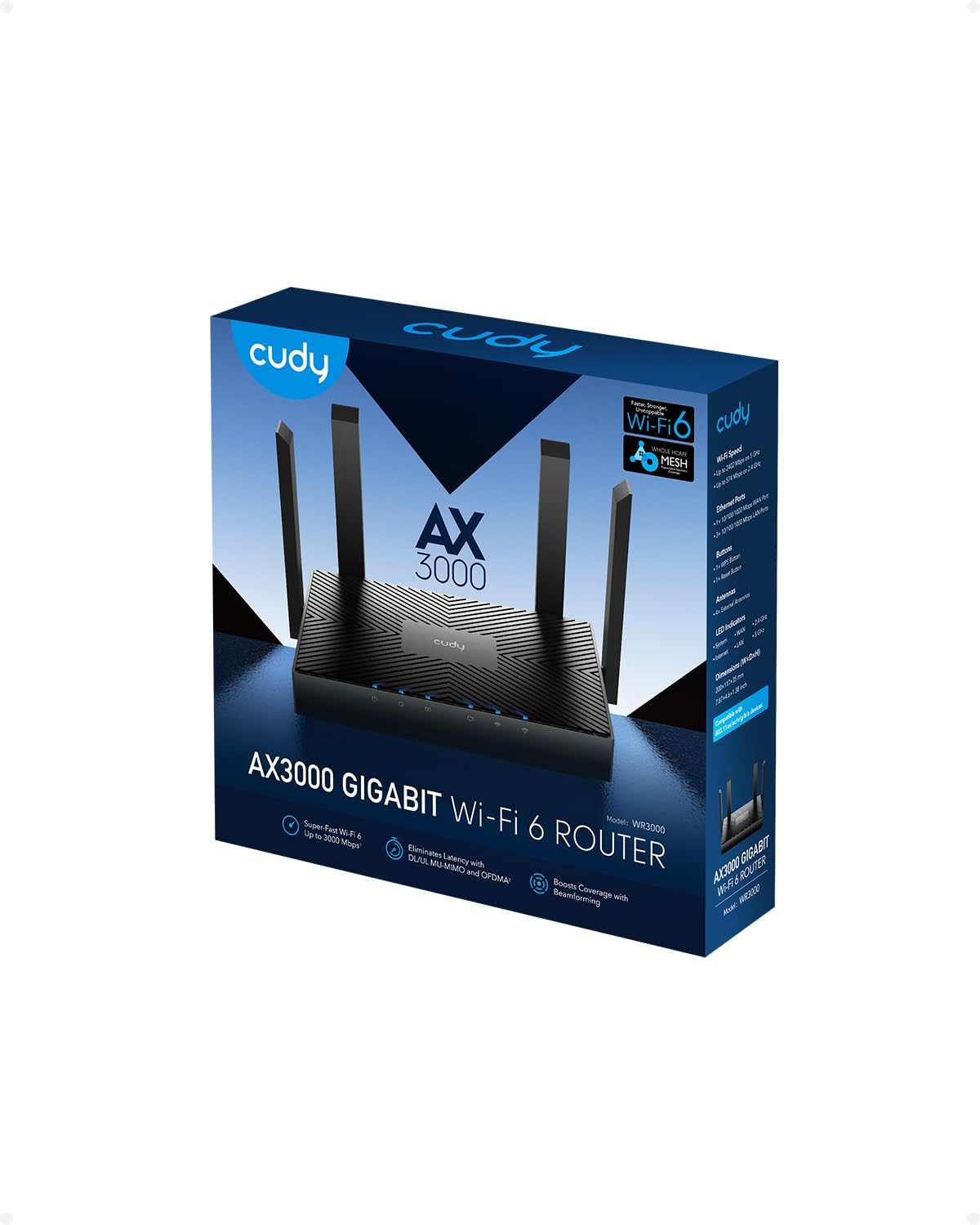 Roteador Cudy WR3000 Preto Mesh AX3000 Gigabit WiFi 6: imagem adicional