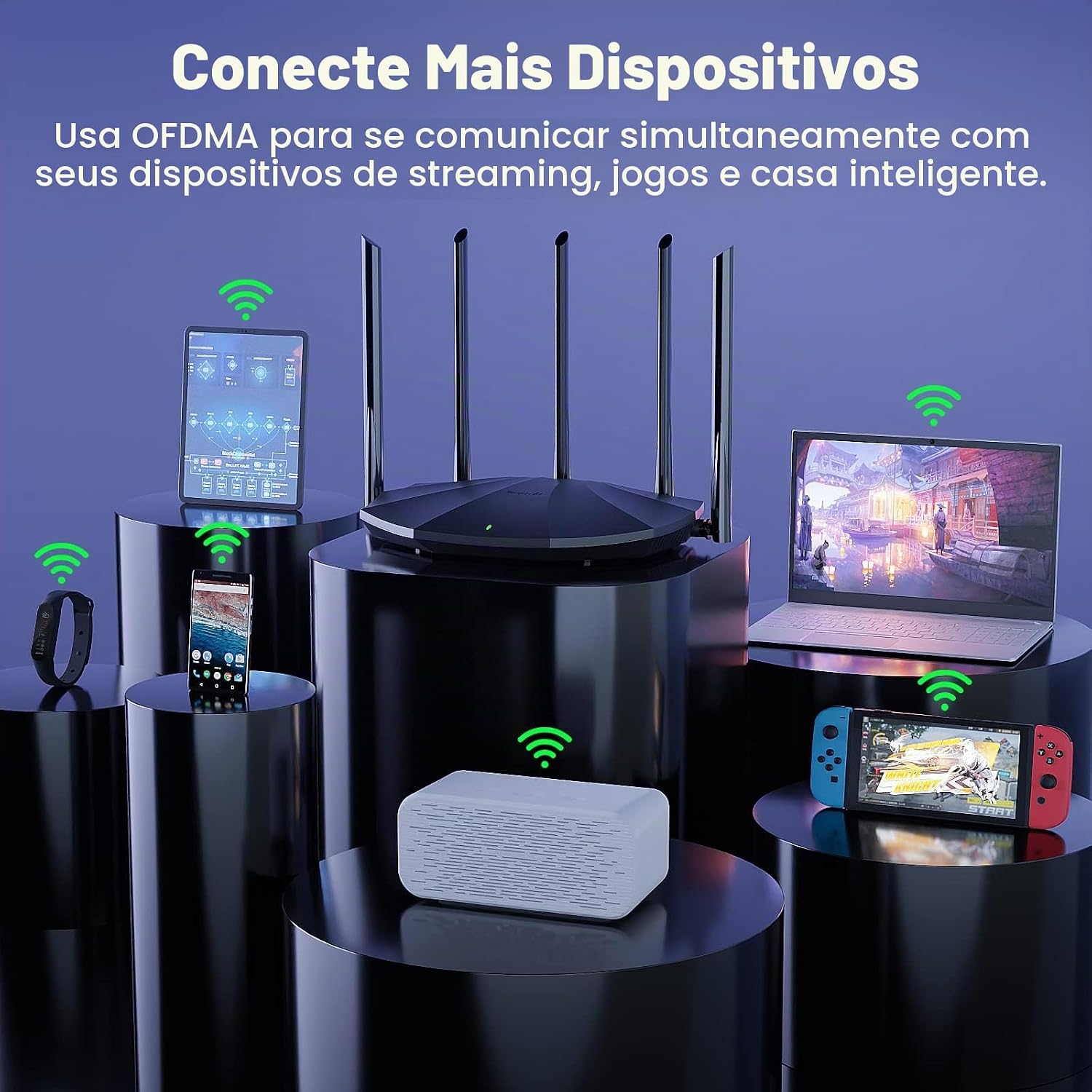 Tenda Roteador TX2 Pro WiFi 6 AX1500, Banda Dupla Gigabit Sem Fio, 5 Antenas de Alto Ganho 6dbi, 3 Portas LAN Gigabit, WPA3+OFDMA+MU-MIMO (Preto): imagem adicional
