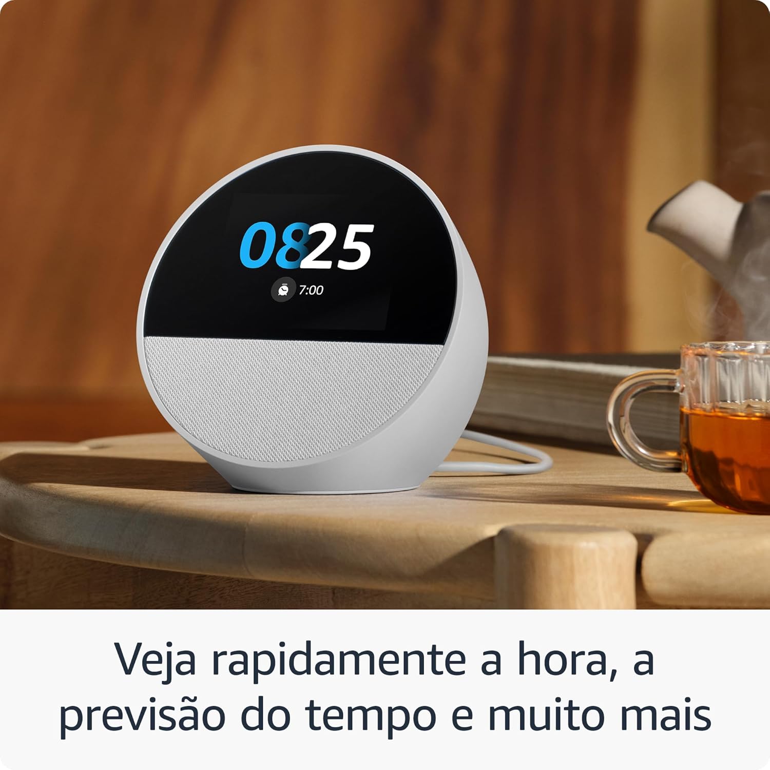 Echo Spot com Alexa (Geração mais recente) | Despertador inteligente com som vibrante | Cor Branca, com Acesso Antecipado à Alexa+: imagem principal