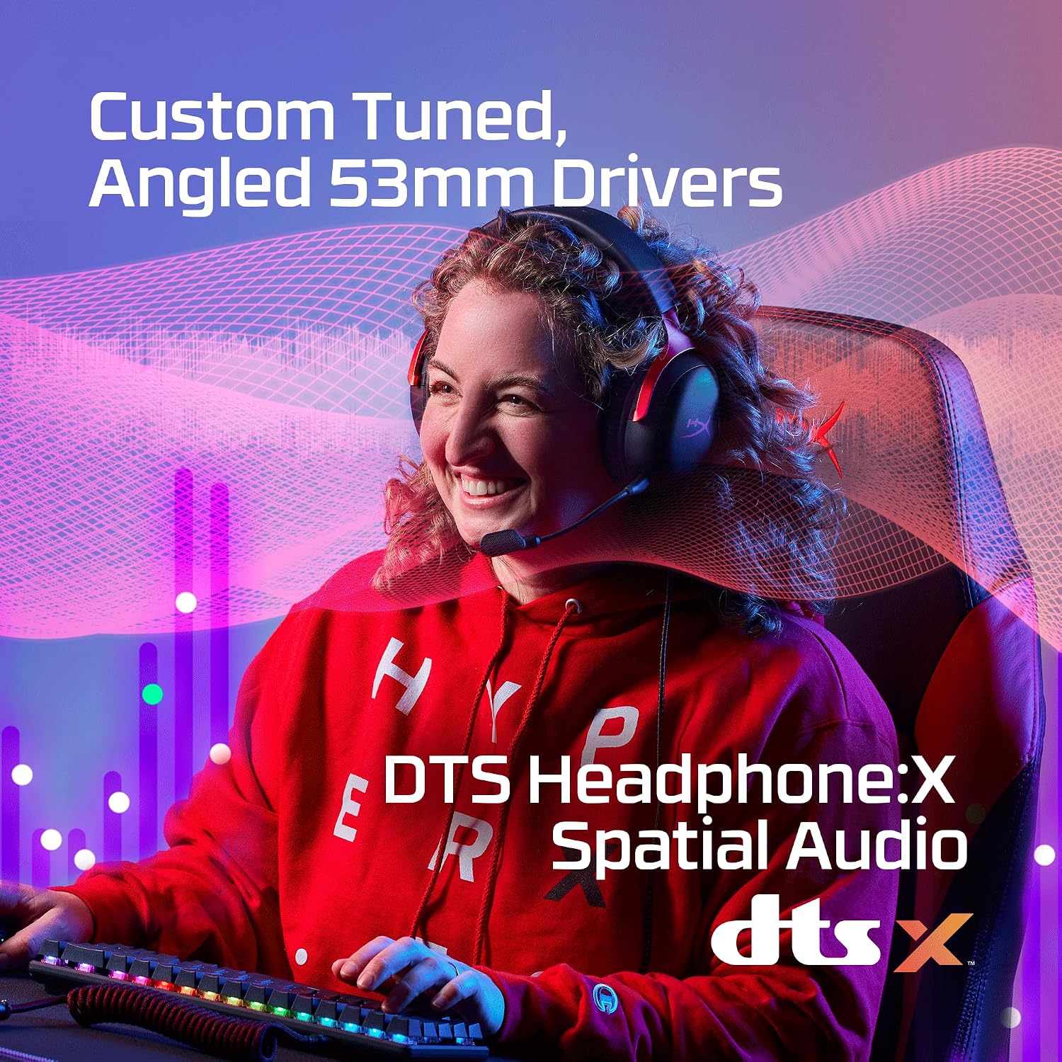 Headset Gamer HyperX Cloud III – Compatível com PC, PS5, Xbox Series X|S, Drivers Angulados de 53mm, Áudio DTS, Microfone de 10 mm, USB-C, USB-A, Fio de 3,5 mm, Vermelho e Preto (727A9AA): imagem principal