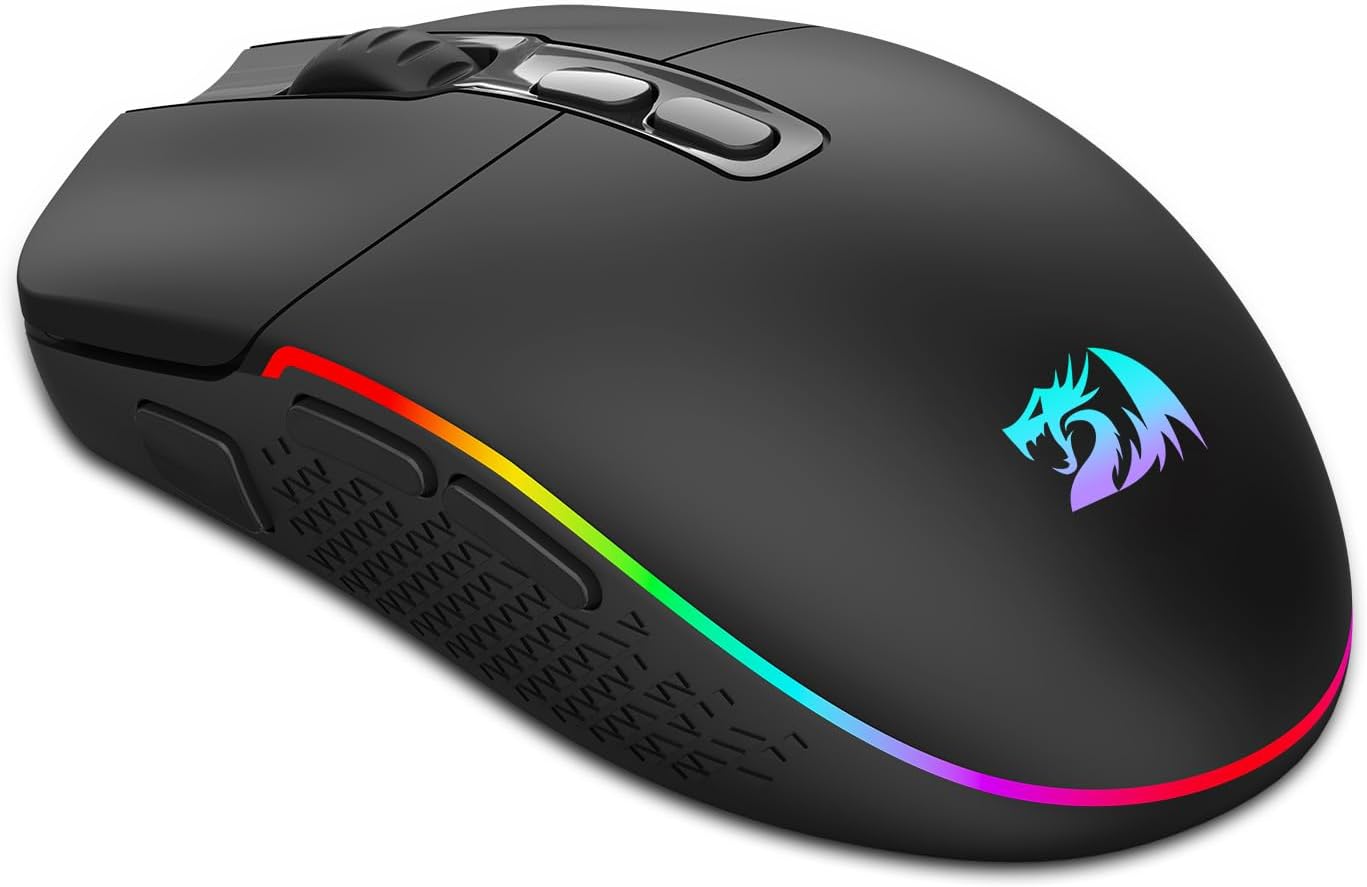 Mouse Gamer Redragon Invader Pro Híbrido Sem Fio 2.4GHz Cabo Paracord USB-C Removível 10000 DPI 9 Botões Preto M719RGB-PRO: imagem adicional