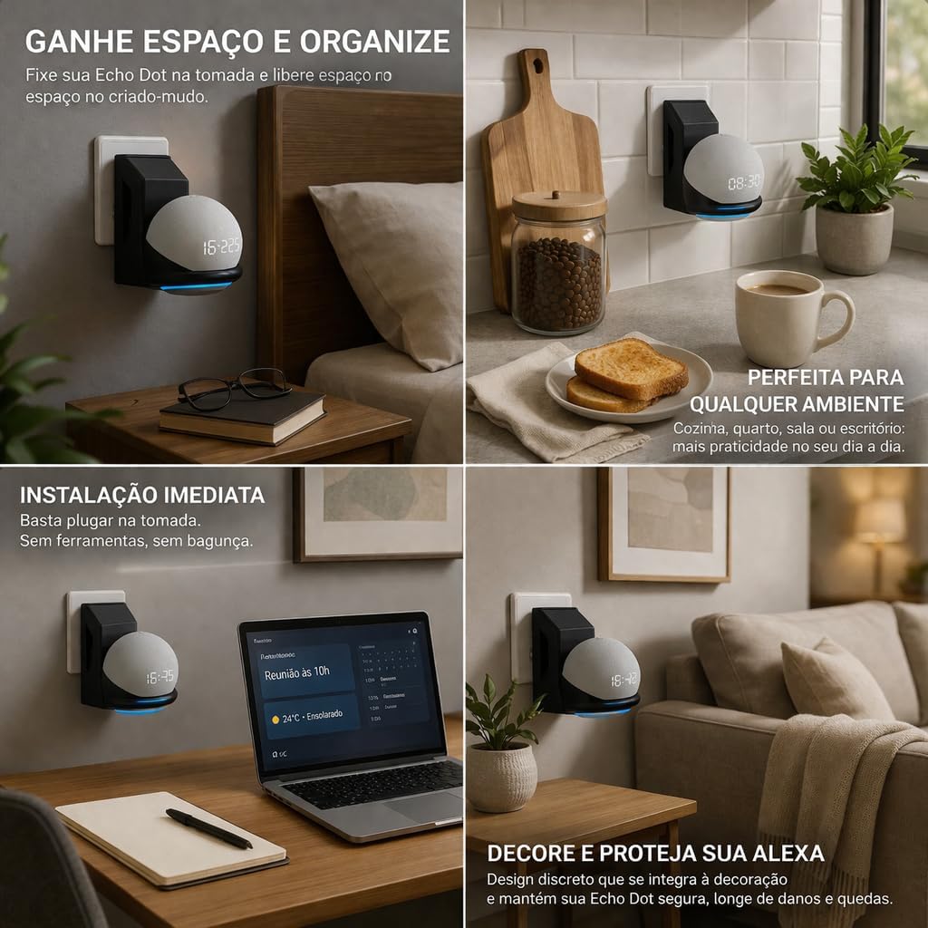 Sculpy Suporte de Tomada Parede Stand para Amazon Alexa Echo Dot 5 Geração: imagem adicional