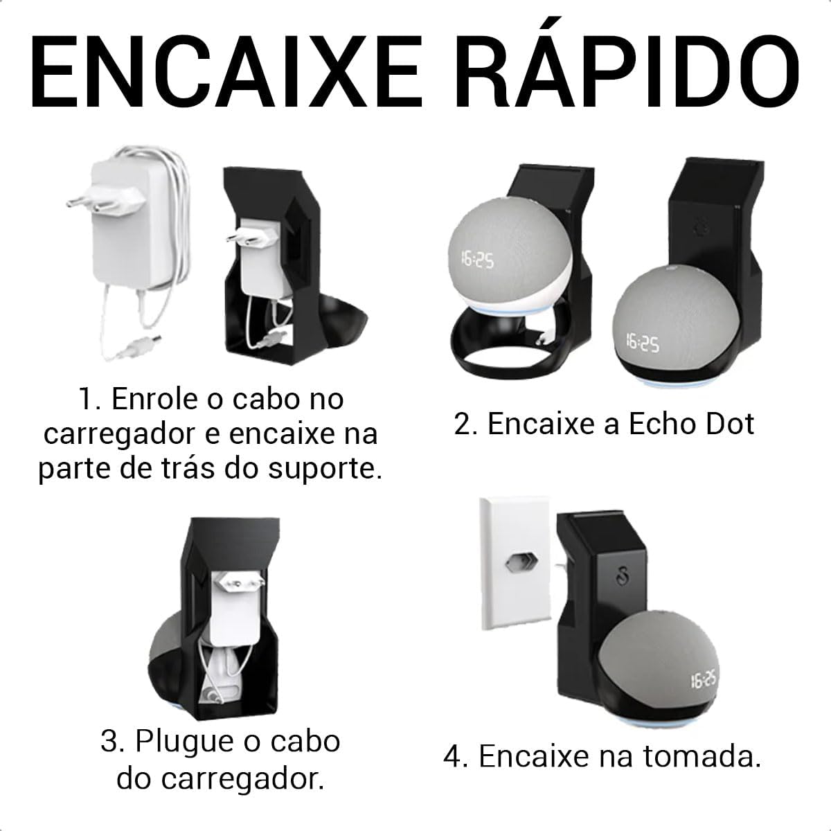 Sculpy Suporte de Tomada Parede Stand para Amazon Alexa Echo Dot 5 Geração: imagem adicional
