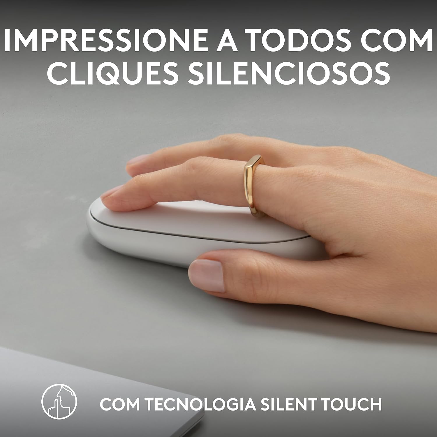 Mouse sem fio Logitech Pebble 2 M350s com Clique Silencioso, Design Slim Ambidestro, Conexão Bluetooth e Pilha Inclusa - Branco: imagem adicional