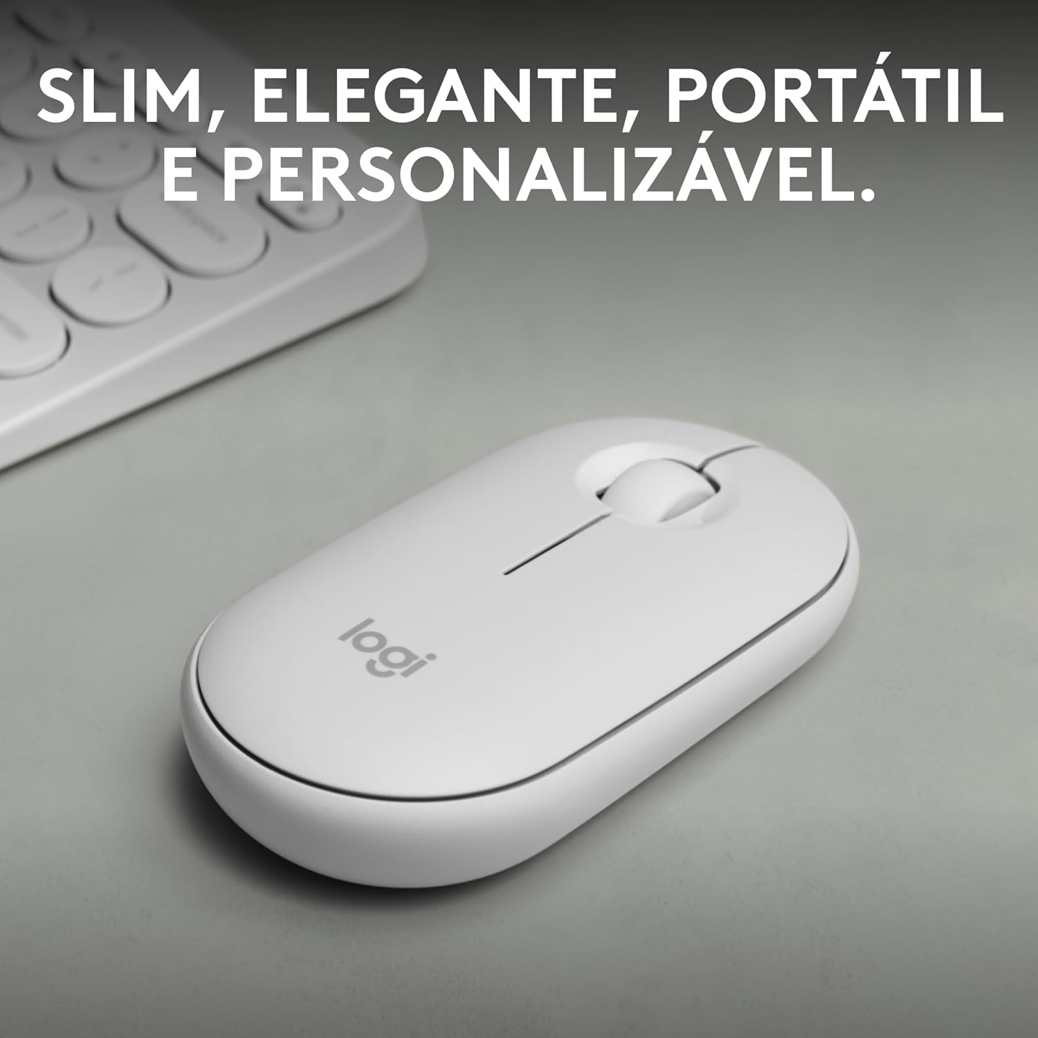 Mouse sem fio Logitech Pebble 2 M350s com Clique Silencioso, Design Slim Ambidestro, Conexão Bluetooth e Pilha Inclusa - Branco: imagem adicional
