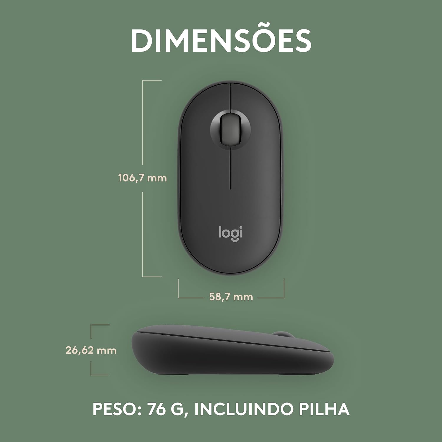 Mouse sem fio Logitech Pebble 2 M350s com Clique Silencioso, Design Slim Ambidestro, Conexão Bluetooth e Pilha Inclusa - Grafite: imagem adicional