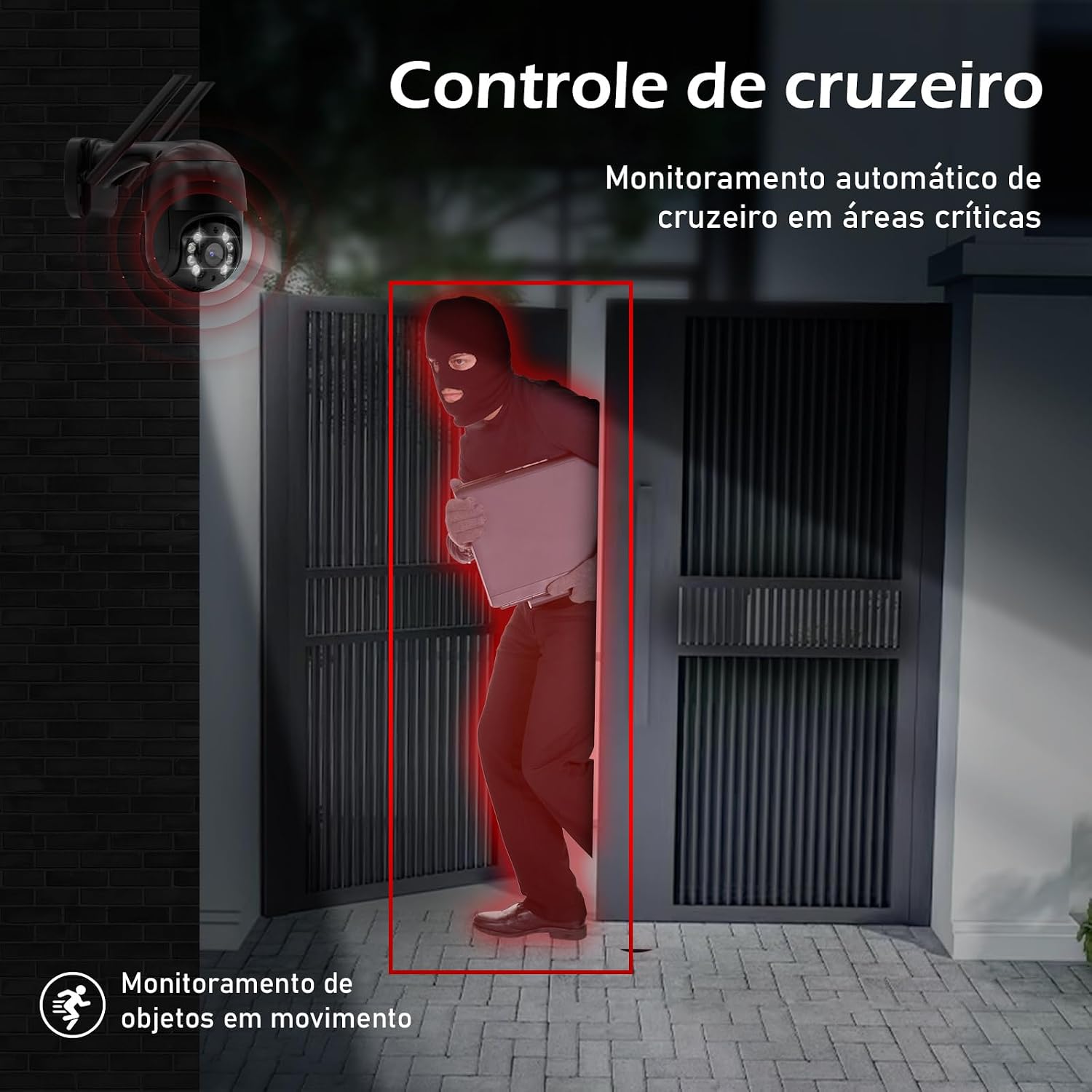 Câmera IP Sem Fio de Segurança Externa HD, Câmera Doméstica Inteligente de Visão Noturna Infravermelha Sem Fio, IP66 à Prova d'água e à Prova de Poeira, Chamada de Voz Bidirecional, Preto: imagem adicional