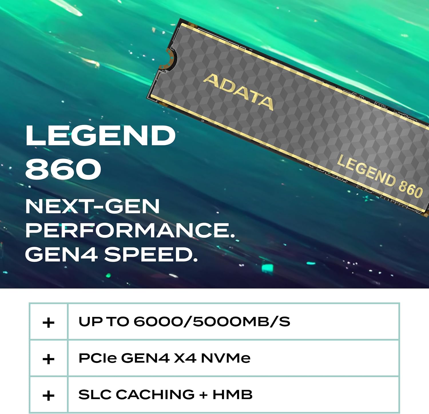 ADATA Legend 860 SSD NVMe M.2 2280 500GB, PCIe Gen4, Leitura 5000MB/s, Gravação 5MB/s: imagem adicional