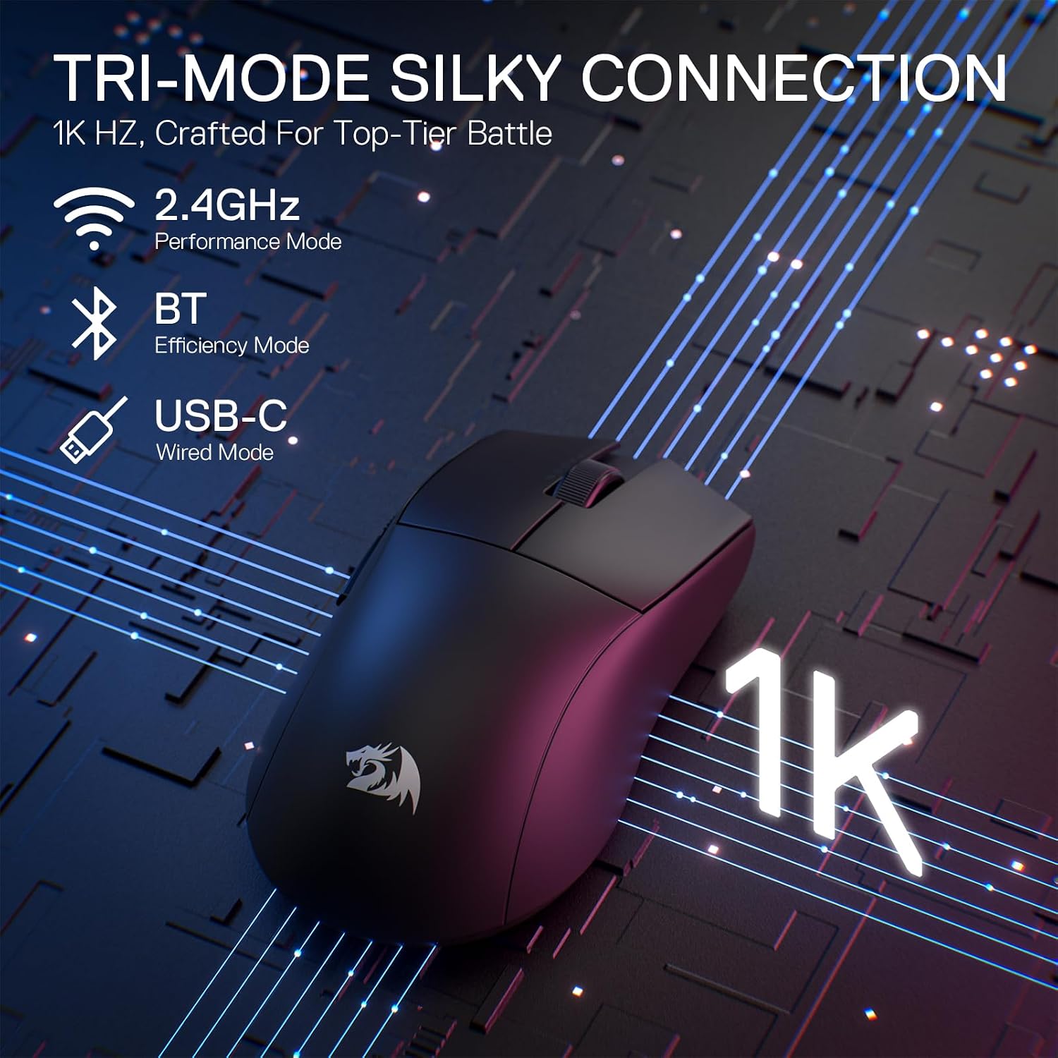 Mouse Gamer Redragon King Pro Preto Pixart PAW3395 26000DPI M916-PRO-1K: imagem adicional