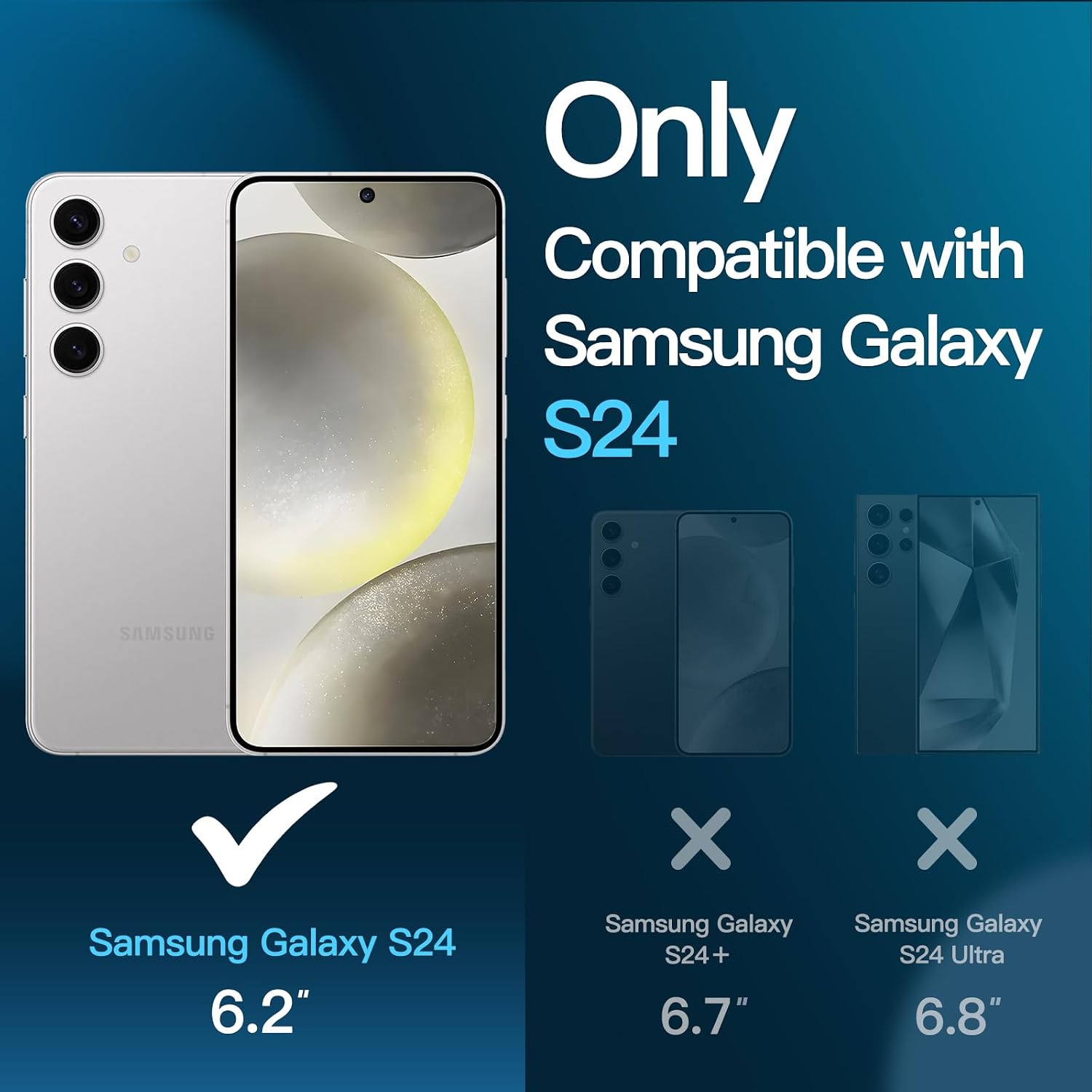 JETech Protetor de Tela para Samsung Galaxy S24, 3 Unidades: imagem principal