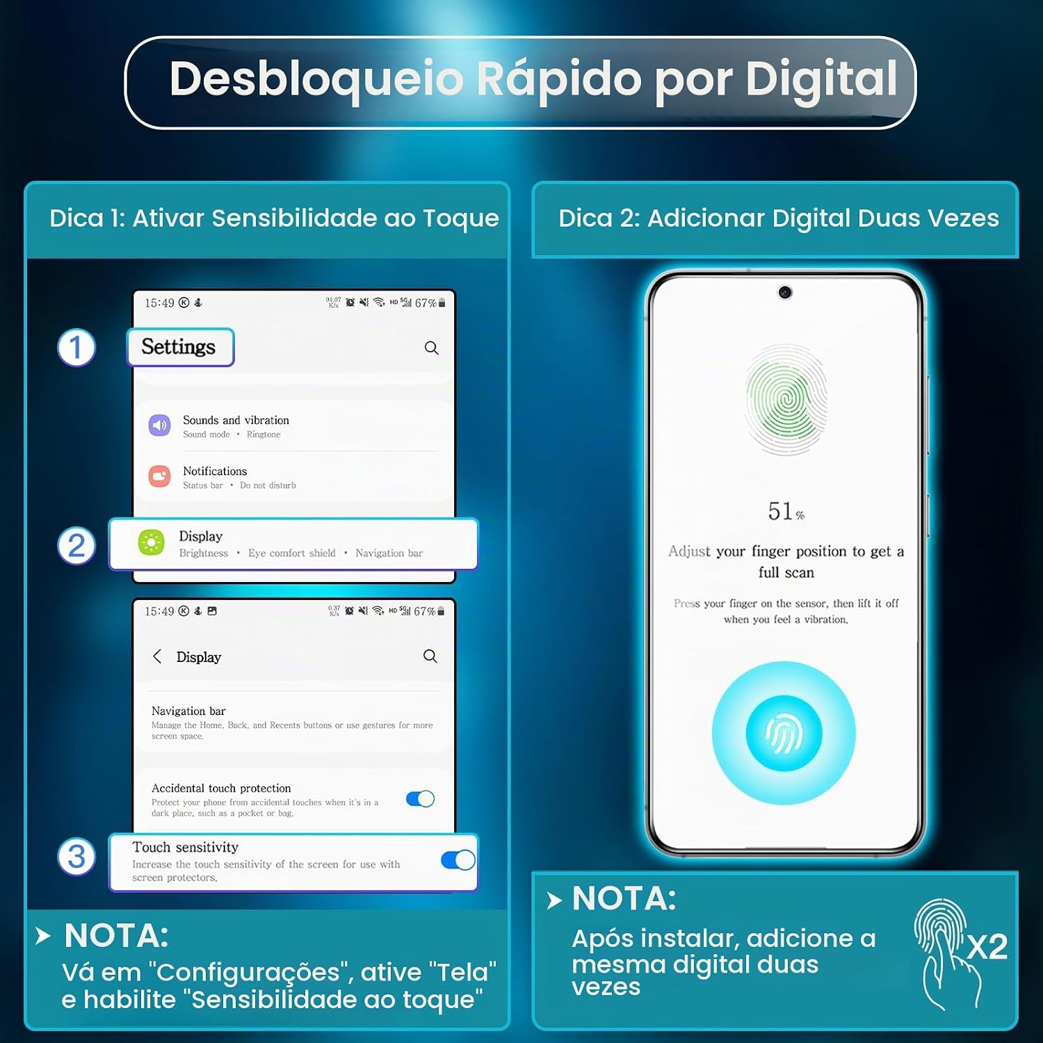 JETech Protetor de Tela para Samsung Galaxy S24, 3 Unidades: imagem adicional