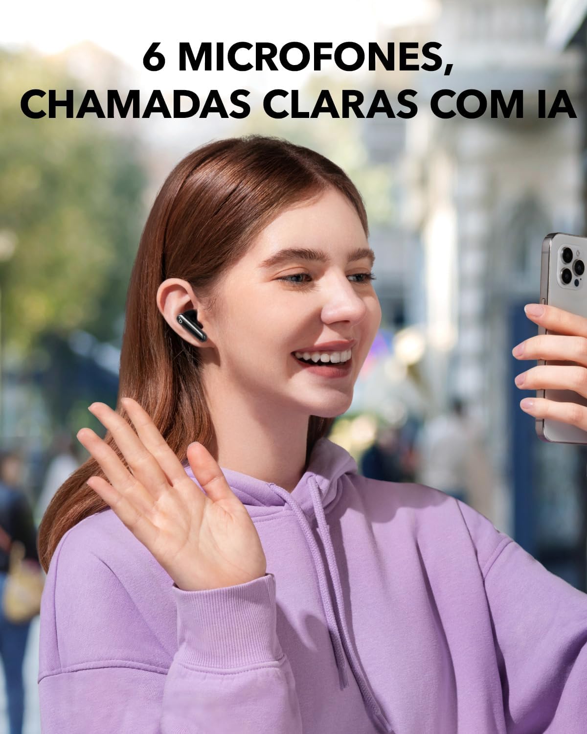 soundcore P40i da Anker, Fone de Ouvido Bluetooth 5.3, Cancelamento de Ruído Adaptativo, Graves Poderosos, Estojo com Suporte, 60H de Reprodução, Resistência à Água, IPX5, Carregamento Sem Fio, Preto: imagem adicional