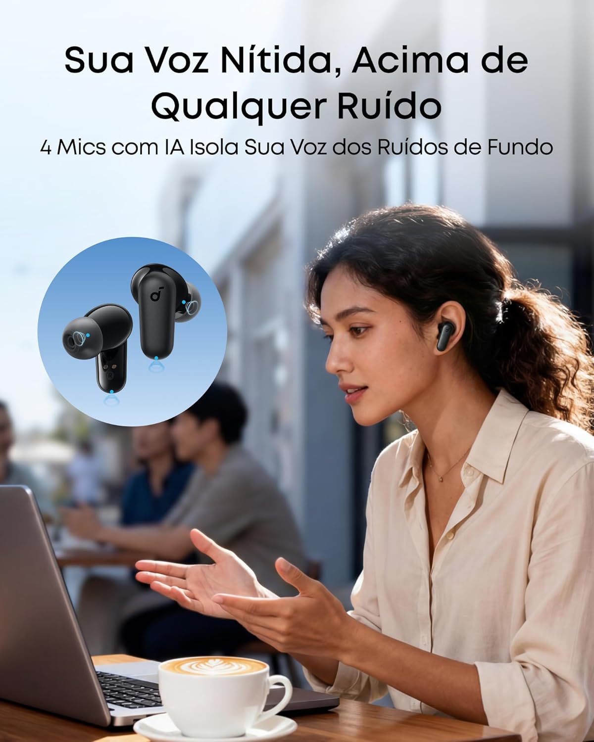soundcore P30i da Anker, Fone de Ouvido Bluetooth 5.4 com Cancelamento de Ruído Adaptativo, Graves Poderosos, 45H de Reprodução, Estojo 2-em-1 com Suporte para Celular, IP54, Fone sem fio TWS, Preto | Cancelamento de Ruído Adaptativo, Graves Poderosos, Estojo 2-em-1 Suporte para Celular, IP54, Fone Sem Fio: imagem adicional