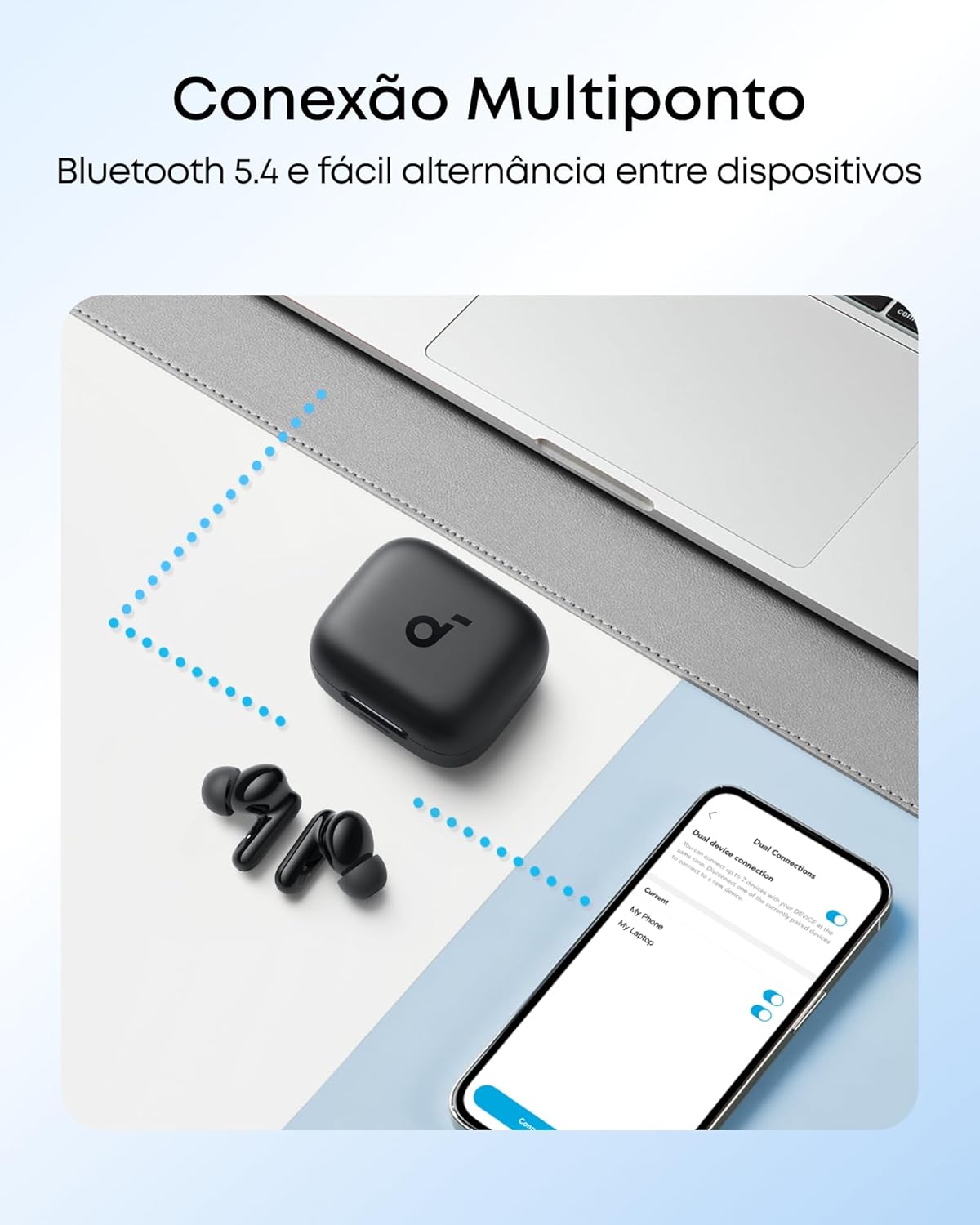 soundcore P30i da Anker, Fone de Ouvido Bluetooth 5.4 com Cancelamento de Ruído Adaptativo, Graves Poderosos, 45H de Reprodução, Estojo 2-em-1 com Suporte para Celular, IP54, Fone sem fio TWS, Preto | Cancelamento de Ruído Adaptativo, Graves Poderosos, Estojo 2-em-1 Suporte para Celular, IP54, Fone Sem Fio: imagem adicional
