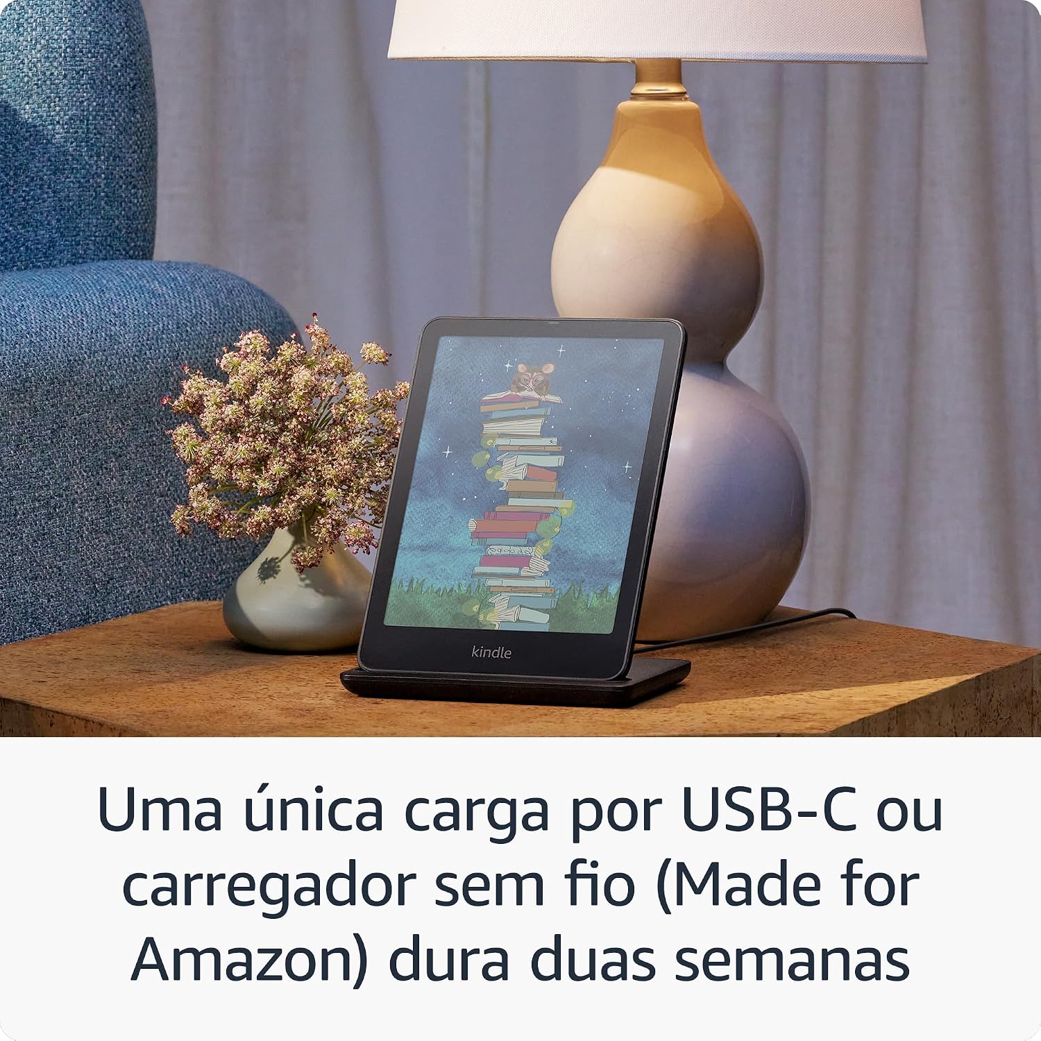 Apresentamos o Kindle Colorsoft Signature Edition (32 GB) - Com tela colorida, luz frontal autoadaptável, carregamento sem fio e bateria que dura semanas - Cor Preta Metálica: imagem adicional