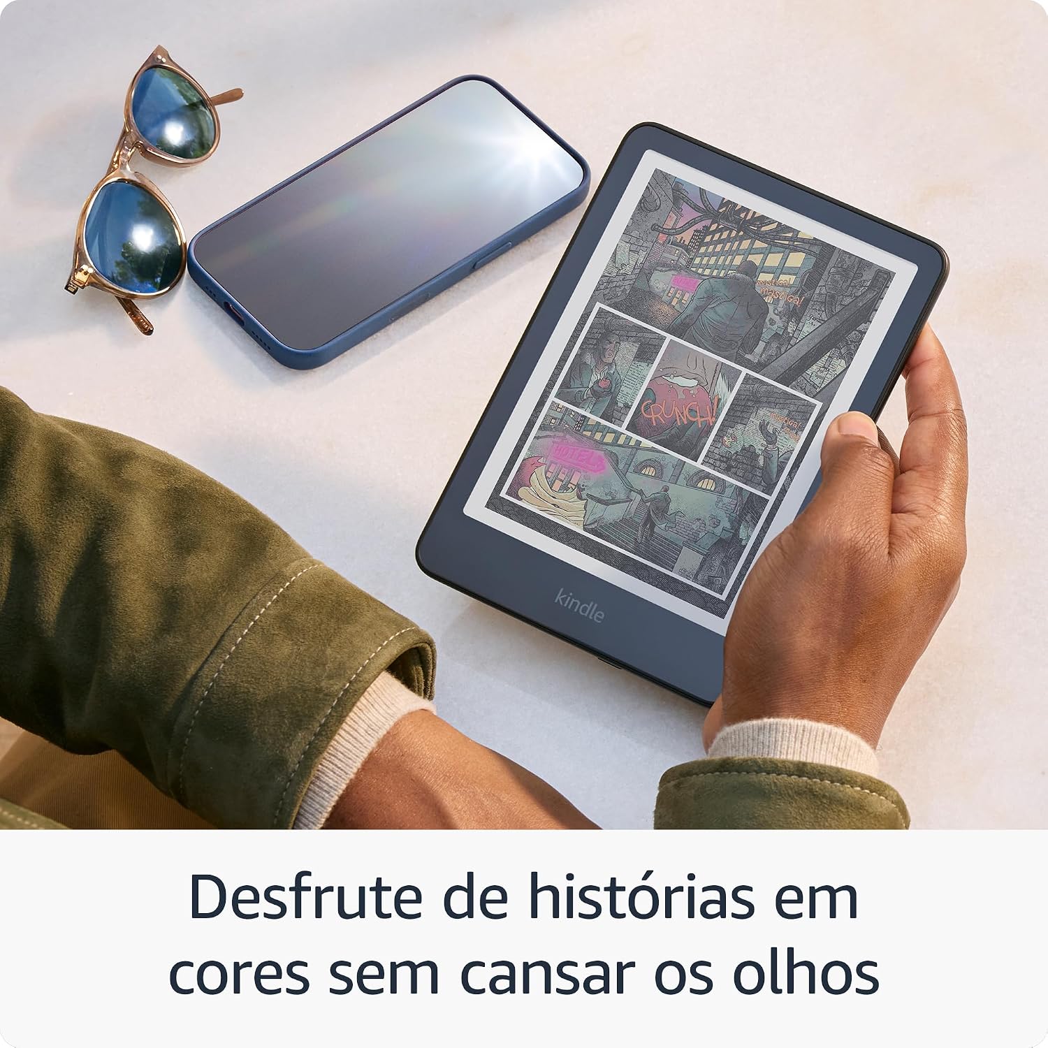 Apresentamos o Kindle Colorsoft Signature Edition (32 GB) - Com tela colorida, luz frontal autoadaptável, carregamento sem fio e bateria que dura semanas - Cor Preta Metálica: imagem adicional