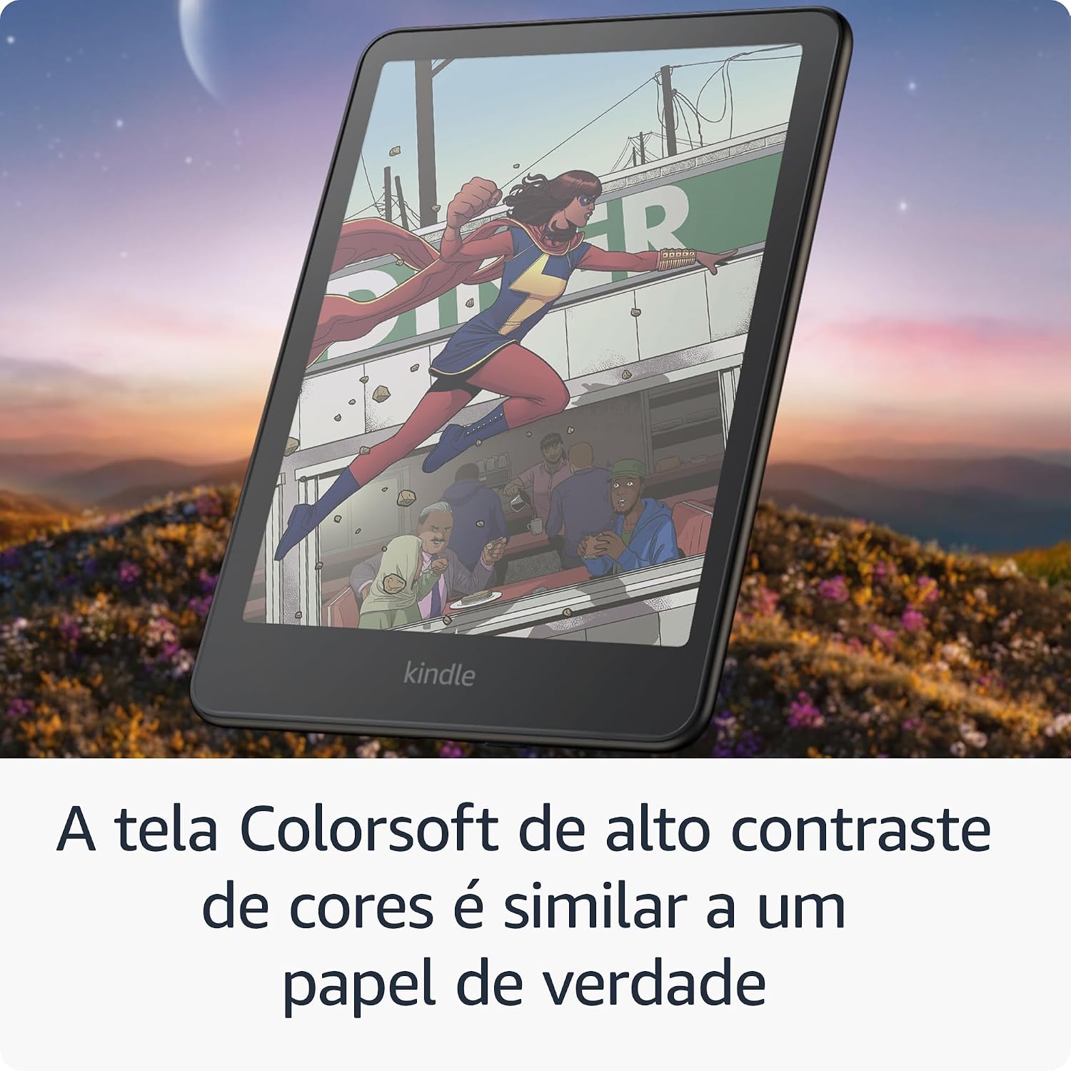 Apresentamos o Kindle Colorsoft Signature Edition (32 GB) - Com tela colorida, luz frontal autoadaptável, carregamento sem fio e bateria que dura semanas - Cor Preta Metálica: imagem adicional