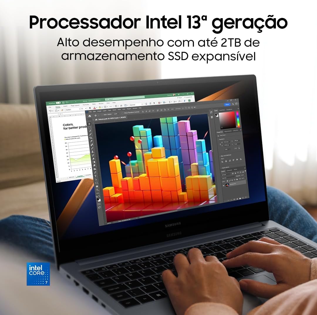 Samsung Galaxy Book4 Intel® Core™ i3-1315U, Windows 11 Home, 8GB, 256GB SSD, UHD Graphics, 15.6'' Full HD LED, 1.55kg*.: imagem adicional