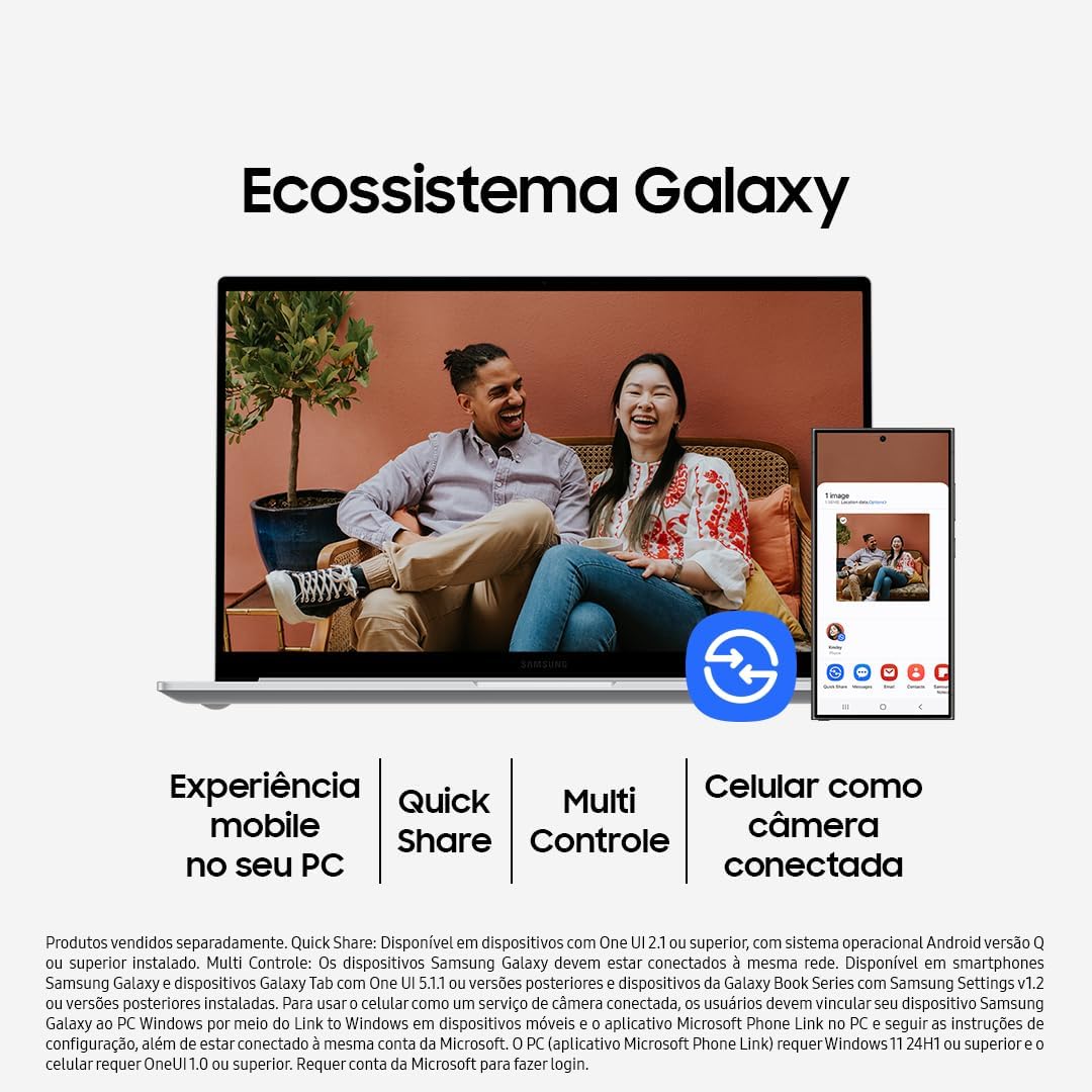 Samsung Galaxy Book4 Intel® Core™ i3-1315U, Windows 11 Home, 8GB, 256GB SSD, UHD Graphics, 15.6'' Full HD LED, 1.55kg*.: imagem adicional
